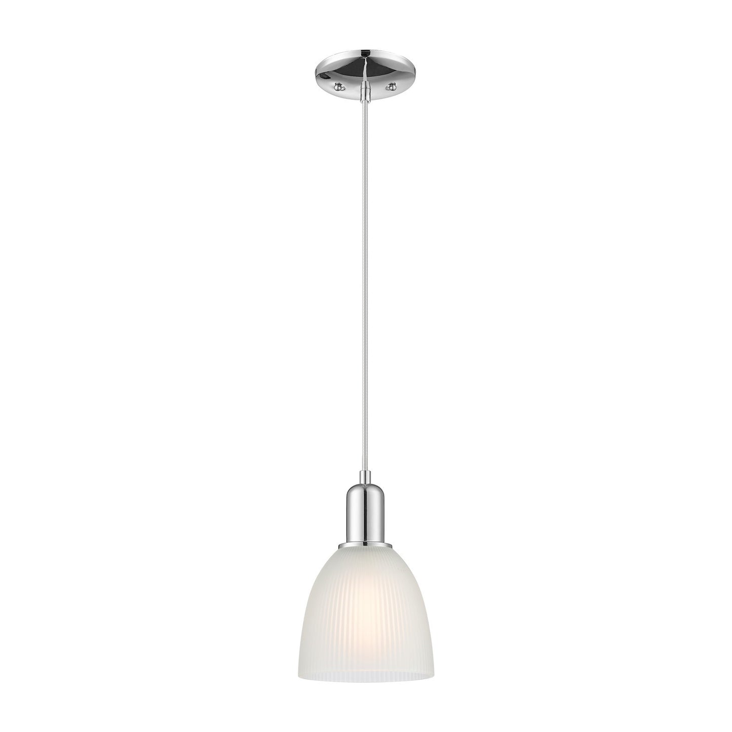 Innovations Castile 6in 1-Light Mini Pendant | Industrial Polished Chrome Steel and White Glass | Kitchen Island & Dining Room | 6 | Model 716-1P-PC-G381