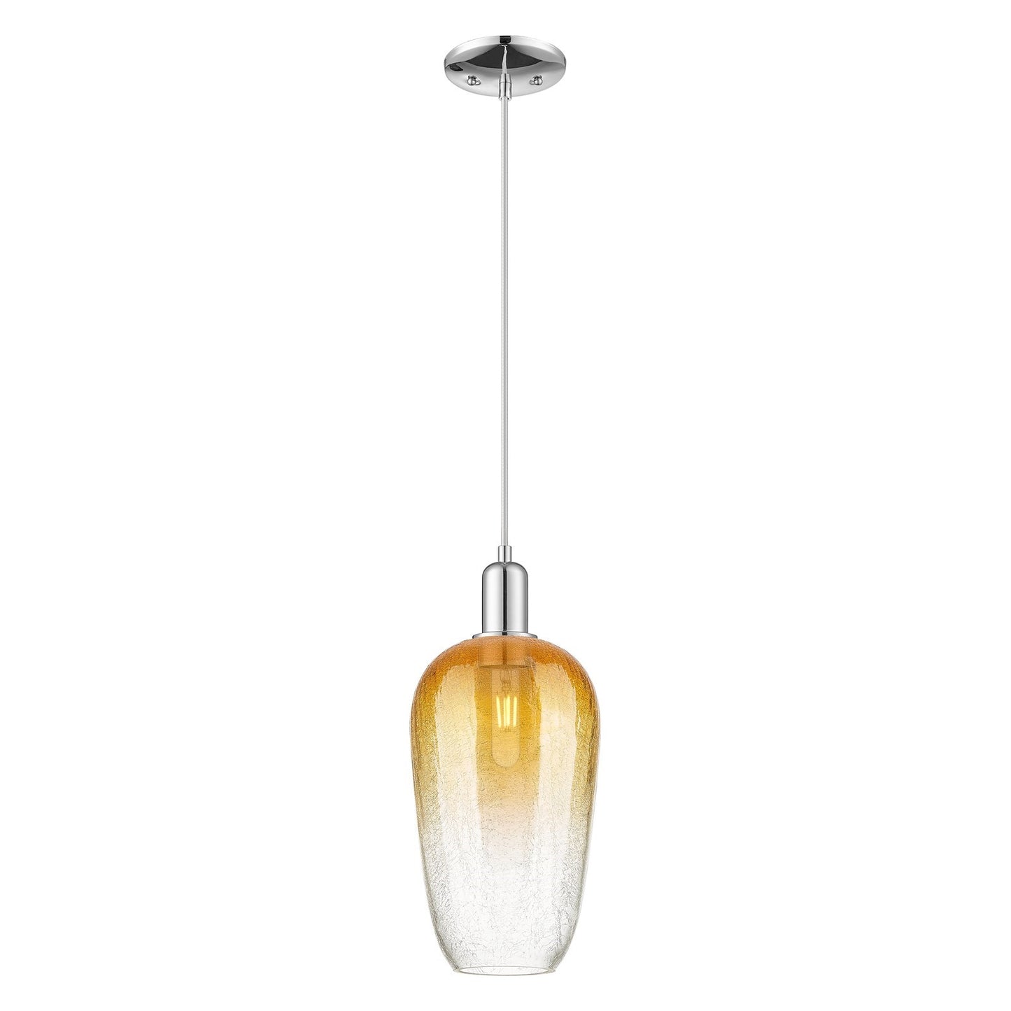 Innovations Brookhaven Flute 7in 1-Light Mini Pendant | Industrial Polished Chrome and Amber Glass | Kitchen Island & Dining | Model 716-1P-PC-G484-7AM