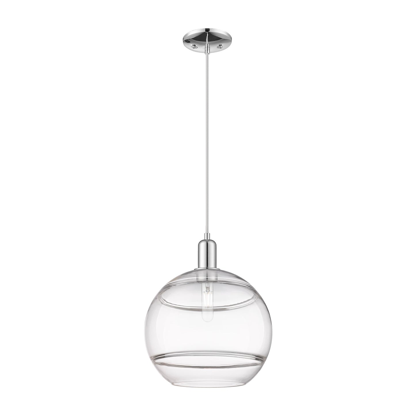 Innovations Rochester 12in 1-Light Mini Pendant | Industrial Polished Chrome Steel and Clear Glass | Kitchen Island & Dining | Model 716-1P-PC-G556-12CL