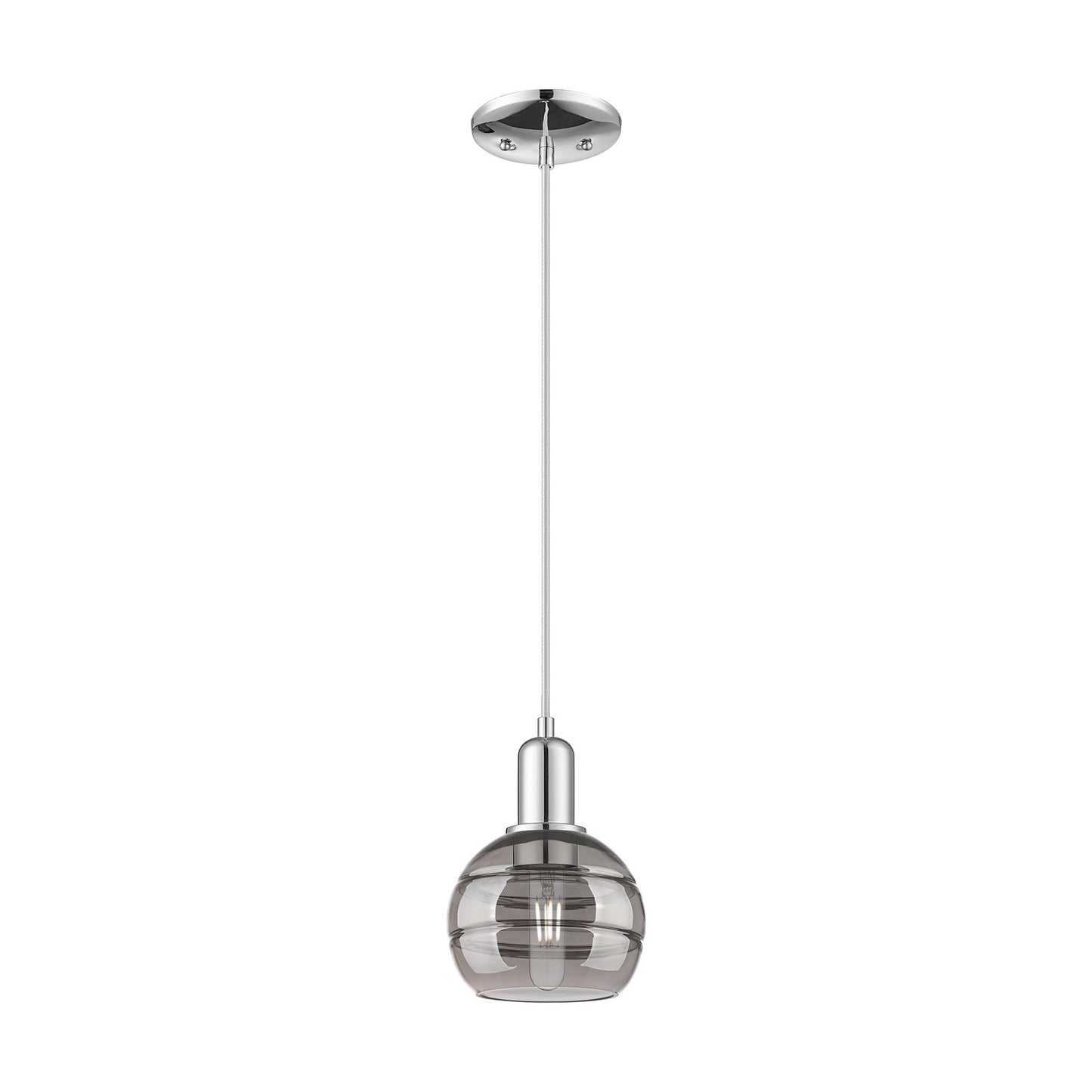 Innovations Rochester 6in 1-Light Mini Pendant | Industrial Polished Chrome and Light Smoke Glass | Kitchen Island & Dining | Model 716-1P-PC-G556-6SM