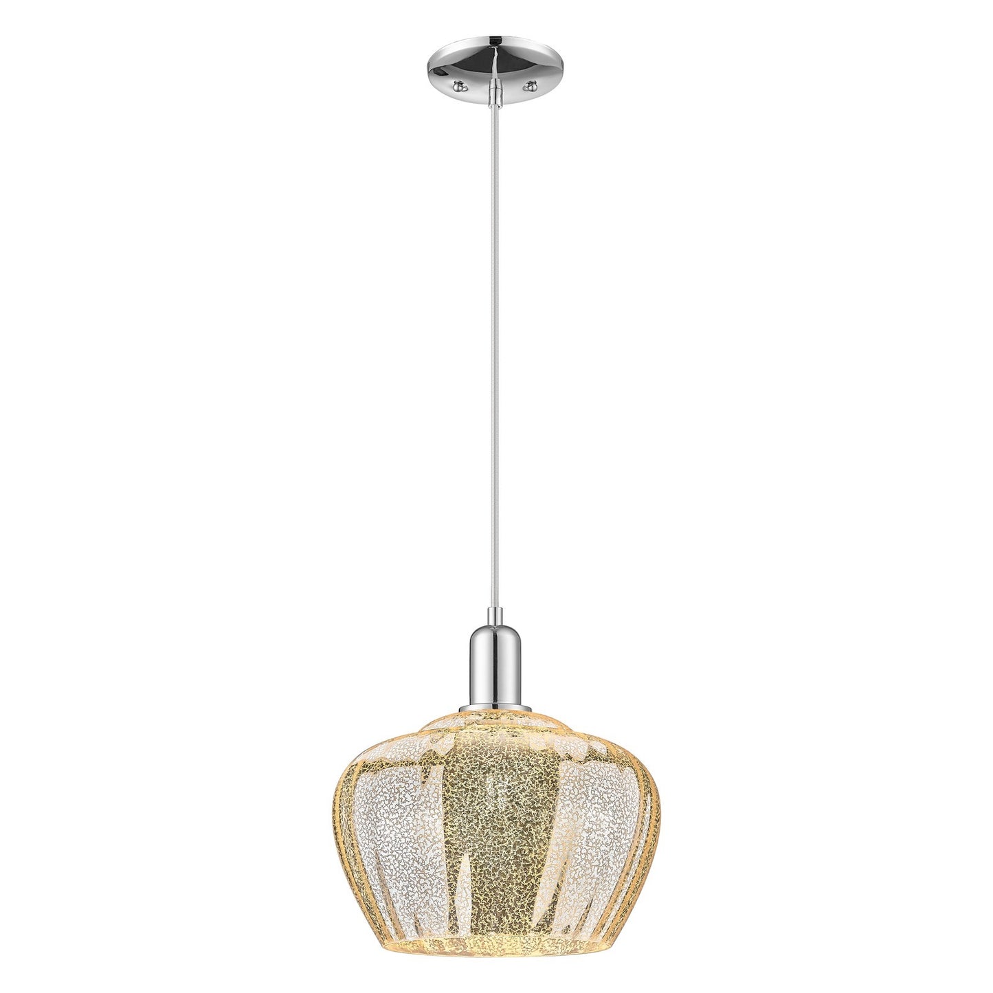Innovations Fenton 11in 1-Light Mini Pendant | Industrial Polished Chrome and Mercury Ribbed Glass | Kitchen Island & Dining Room | Model 716-1P-PC-G96-L