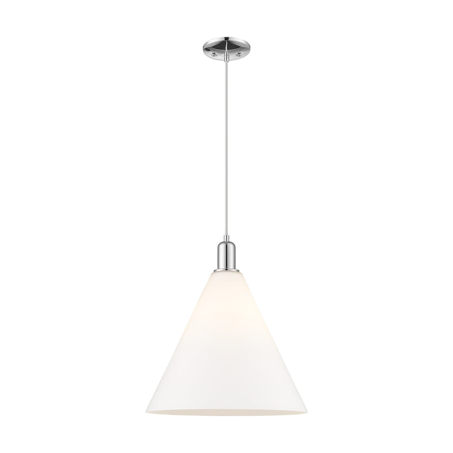 Innovations Berkshire Glass 16in 1-Light Mini Pendant | Industrial Polished Chrome and Matte White Glass | Kitchen Island & | Model 716-1P-PC-GBC-161