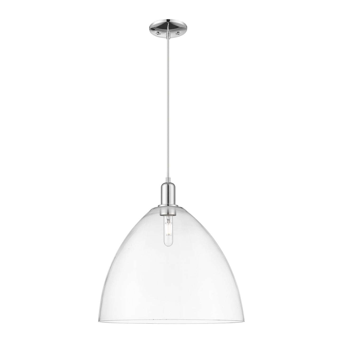Innovations Bristol 16in 1-Light Mini Pendant | Industrial Polished Chrome Steel and Clear Glass | Kitchen Island & Dining Room | Model 716-1P-PC-GBD-162