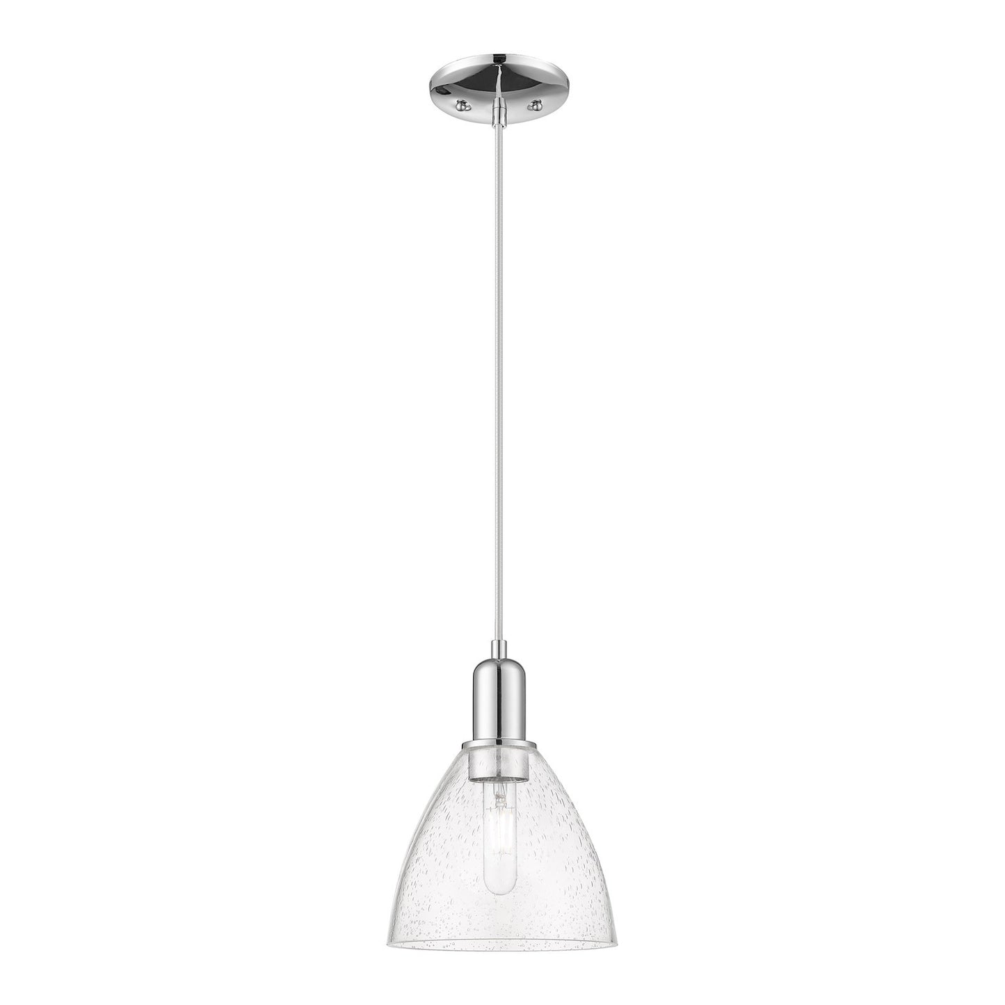 Innovations Bristol 8in 1-Light Mini Pendant | Industrial Polished Chrome Steel and Seedy Glass | Kitchen Island & Dining Room | Model 716-1P-PC-GBD-754