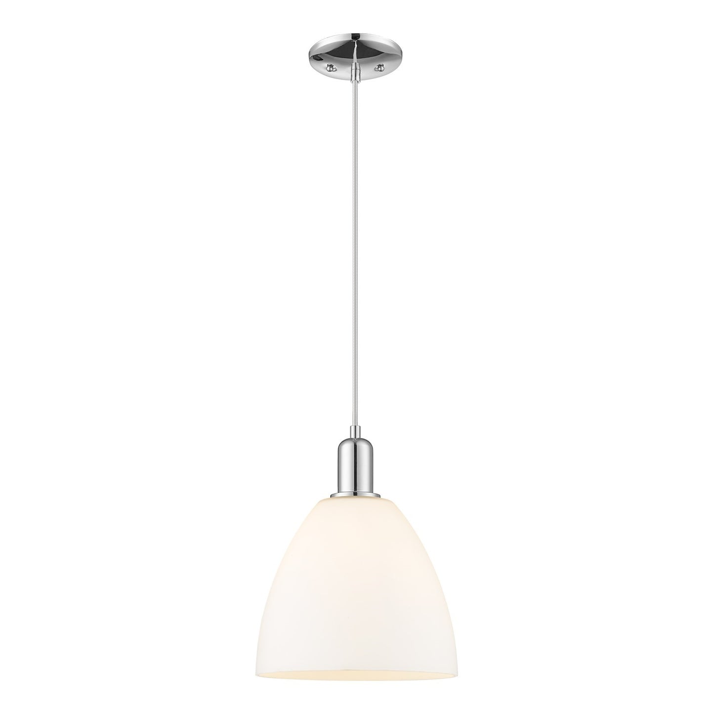 Innovations Bristol 9in 1-Light Mini Pendant | Industrial Polished Chrome Steel and Matte White Glass | Kitchen Island & Dining | Model 716-1P-PC-GBD-91