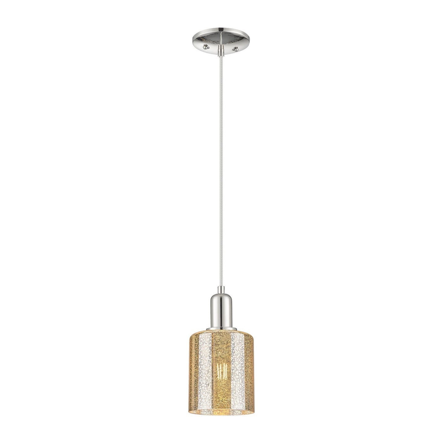 Innovations Cobbleskill 5in 1-Light Mini Pendant | Industrial Polished Nickel Steel and Mercury Glass | Kitchen Island & Breakfast | Model 716-1P-PN-G116