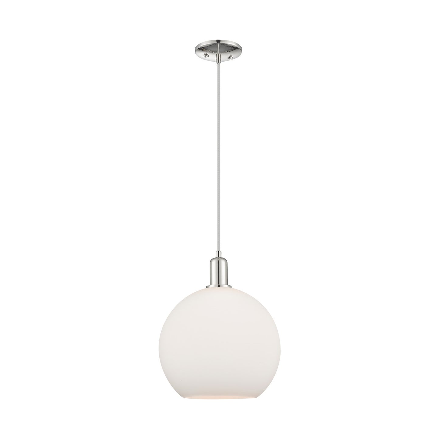 Innovations Athens 12in 1-Light Mini Pendant | Industrial Polished Nickel and Matte White Glass | Kitchen Island & Dining Room | Model 716-1P-PN-G121-12