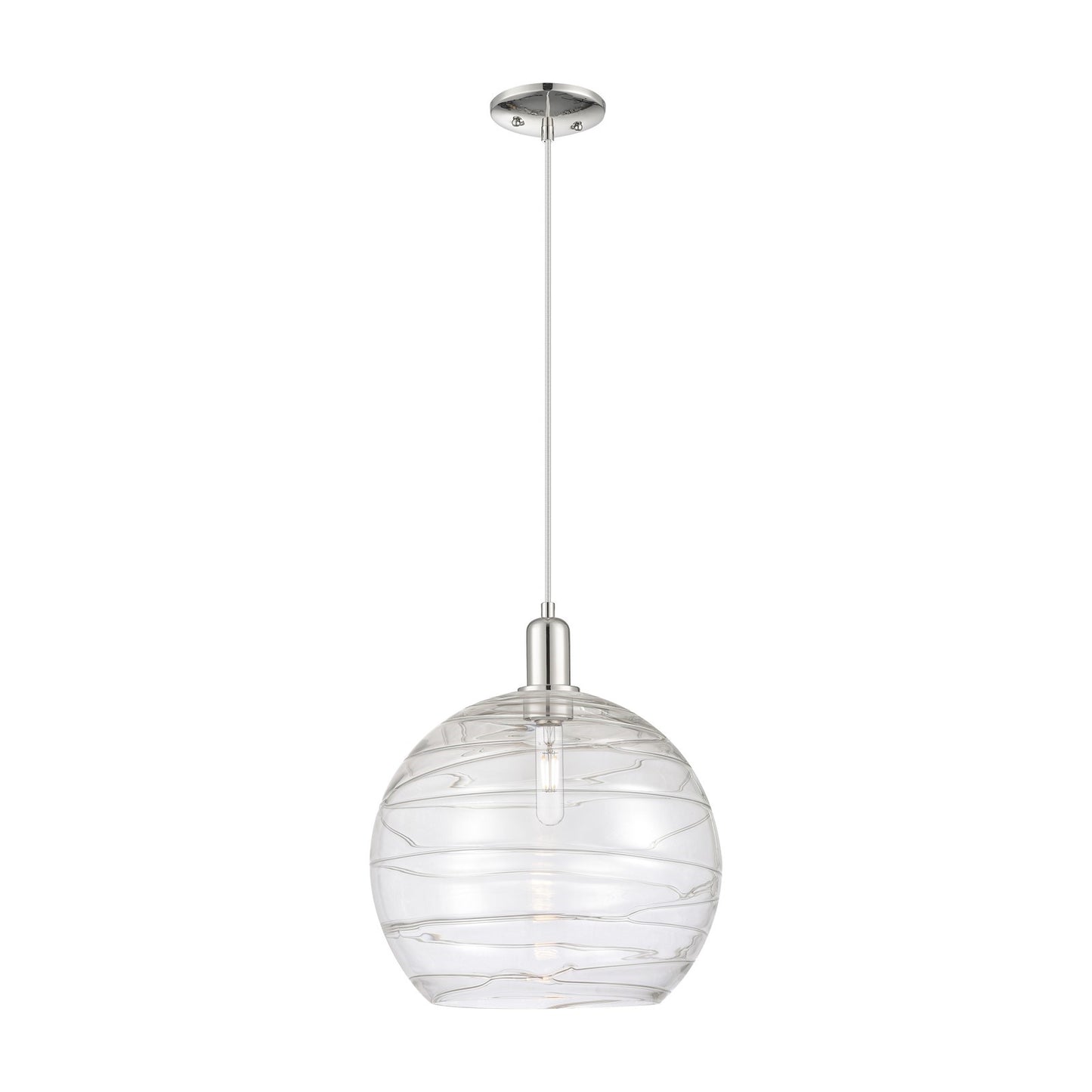 Innovations Athens Deco Swirl 14in 1-Light Mini Pendant | Industrial Polished Nickel and Clear Glass | Kitchen Island & | Model 716-1P-PN-G1213-14CL