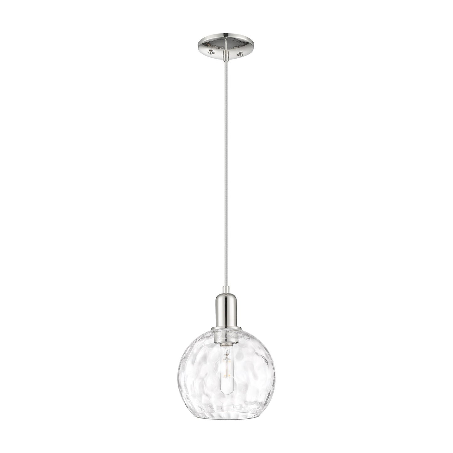 Innovations Athens Water Glass 8in 1-Light Mini Pendant | Industrial Polished Nickel and Clear Water Glass | Kitchen Island & | Model 716-1P-PN-G1215-8