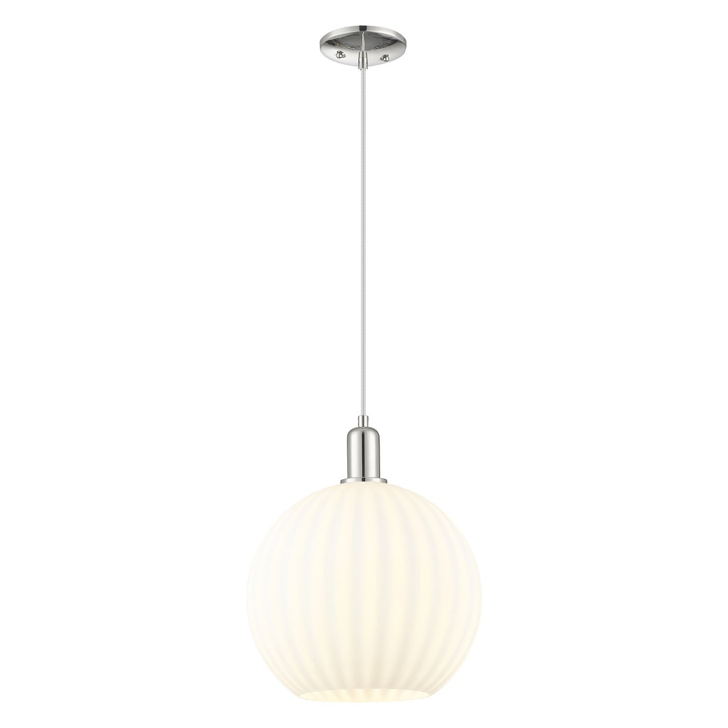 Innovations Lighting Arcadia 12in 1-Light Mini Pendant | Industrial Polished Nickel and White Venetian Glass | Kitchen Island | Model 716-1P-PN-G1217-12WV