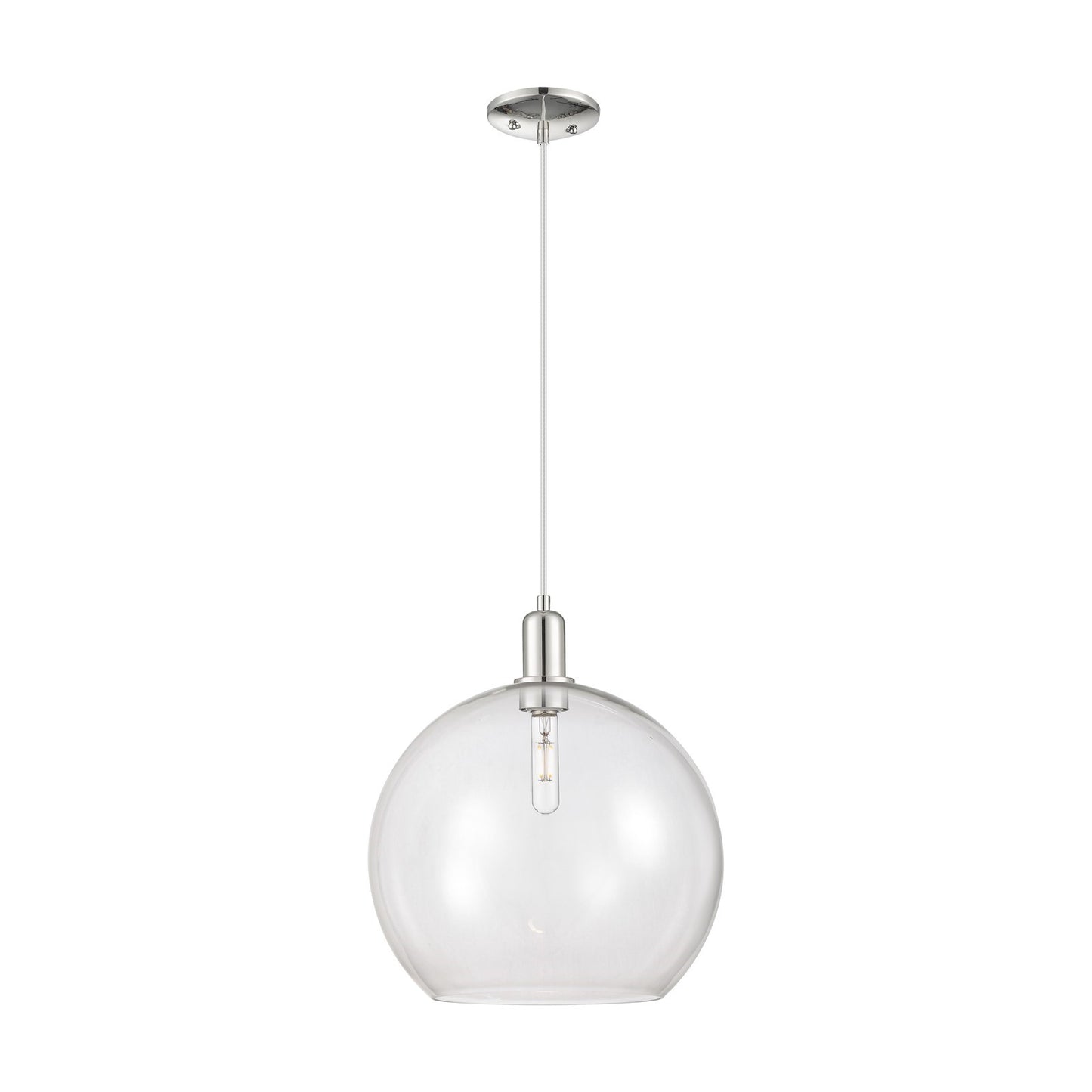Innovations Athens 14in 1-Light Mini Pendant | Industrial Polished Nickel Steel and Clear Glass | Kitchen Island & Dining Room | Model 716-1P-PN-G122-14