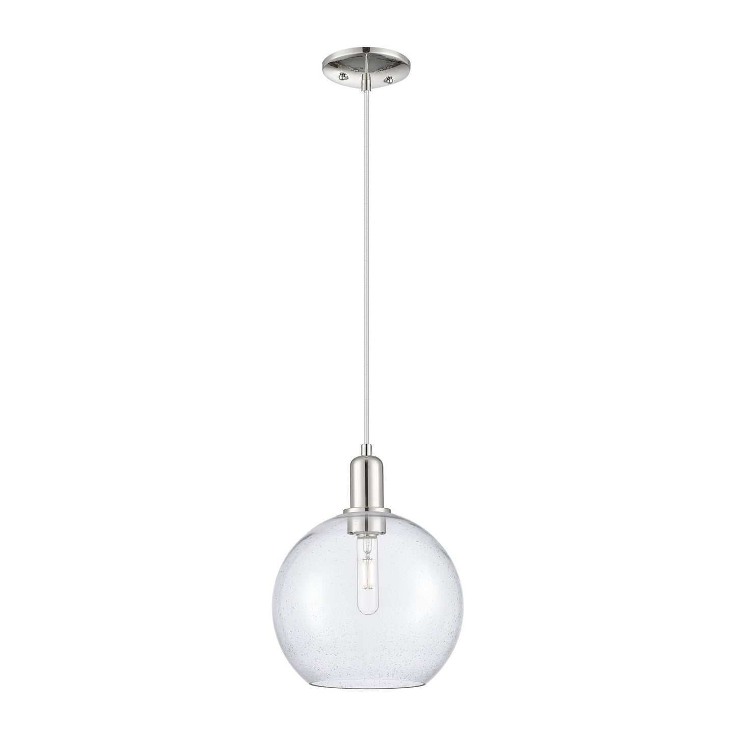 Innovations Athens 10in 1-Light Mini Pendant | Industrial Modern Polished Nickel and Seedy Glass | Kitchen Island & Dining Room | Model 716-1P-PN-G124-10