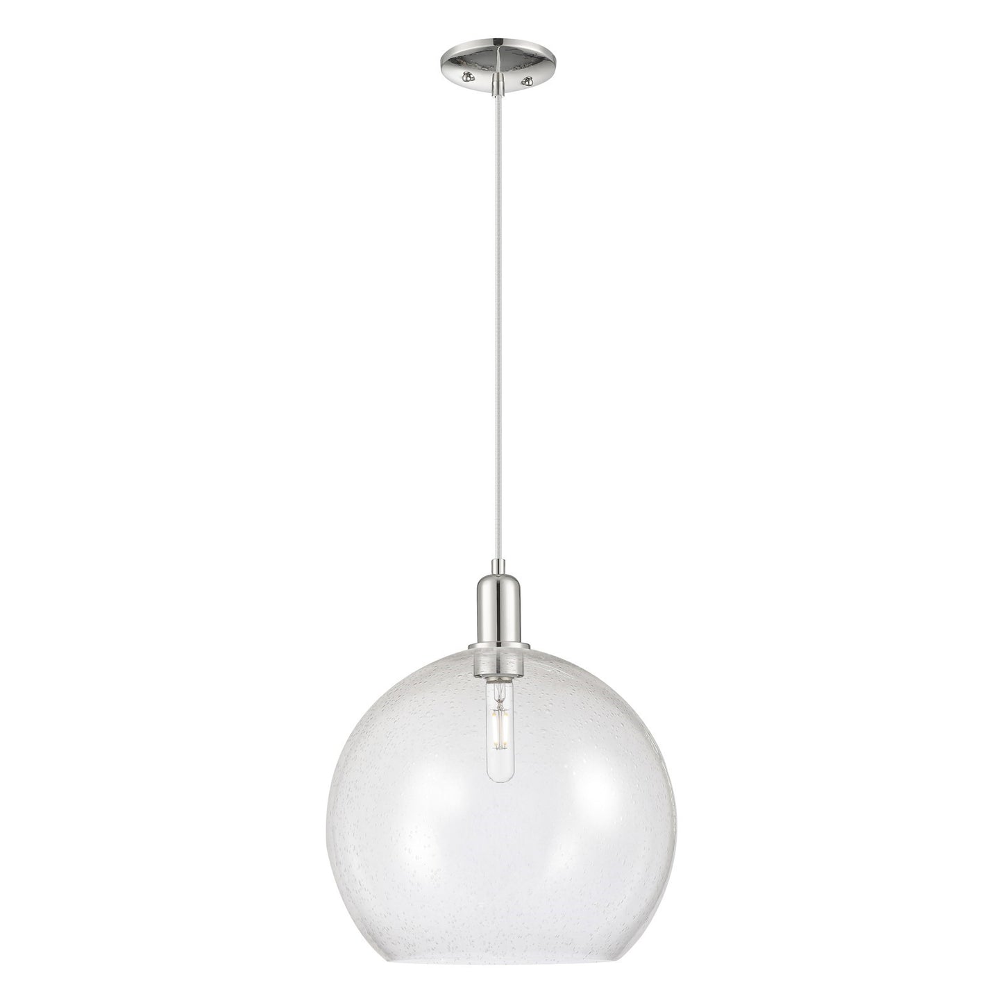 Innovations Athens 14in 1-Light Mini Pendant | Industrial Polished Nickel Steel and Seedy Glass | Kitchen Island & Dining Room | Model 716-1P-PN-G124-14