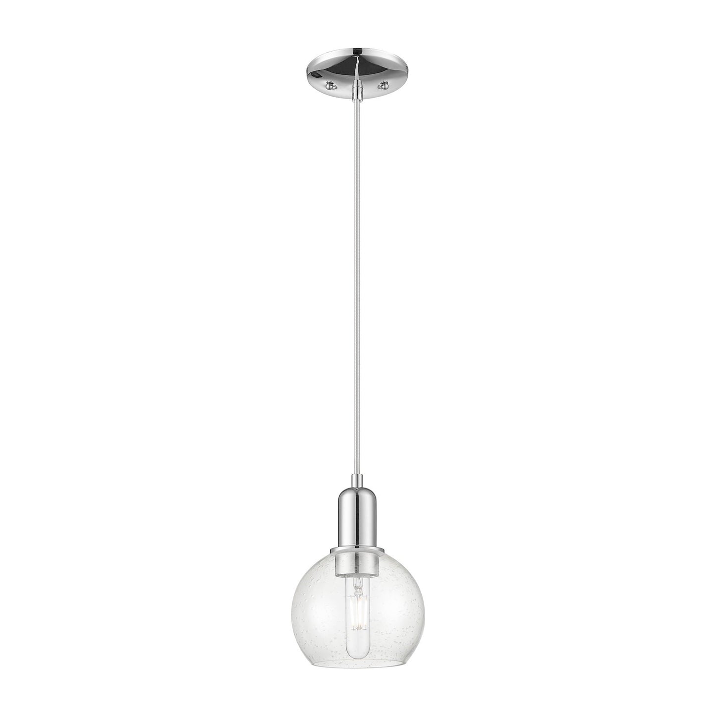 Innovations Athens 6in 1-Light Mini Pendant | Industrial Polished Nickel Steel and Seedy Glass | Kitchen Island & Dining Room | Model 716-1P-PN-G124-6