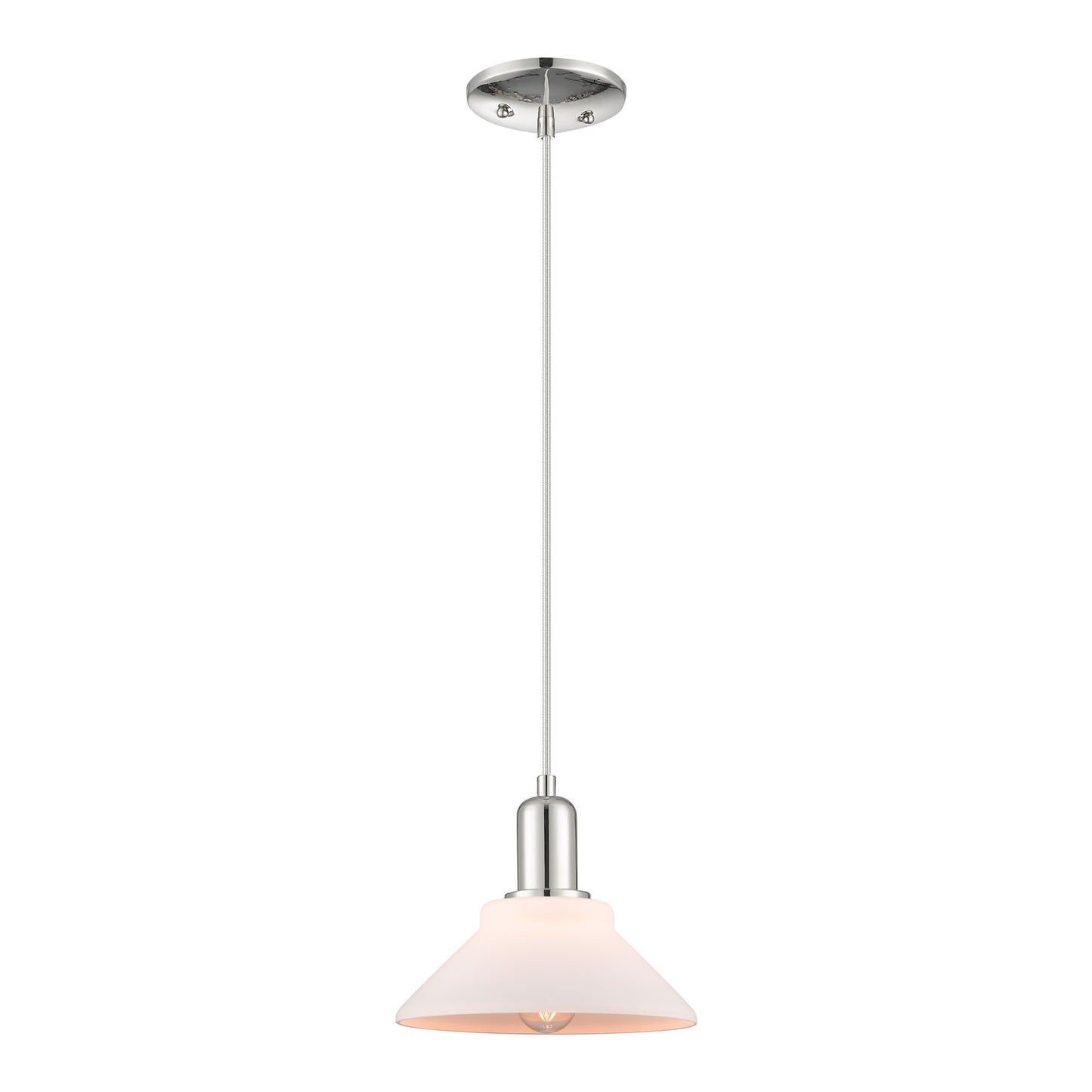 Innovations Orwell 8in 1-Light Mini Pendant | Industrial Polished Nickel and Matte White Glass | Kitchen Island & Dining Room | Model 716-1P-PN-G131