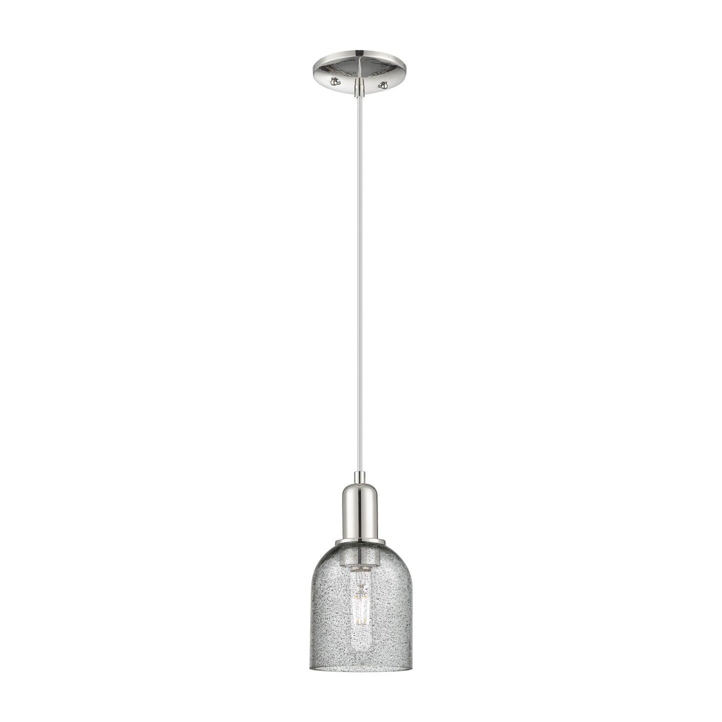 Innovations Caledonia 5in 1-Light Mini Pendant | Industrial Polished Nickel and Charcoal Glass | Kitchen Island & Dining Room | 5 x | Model 716-1P-PN-G257