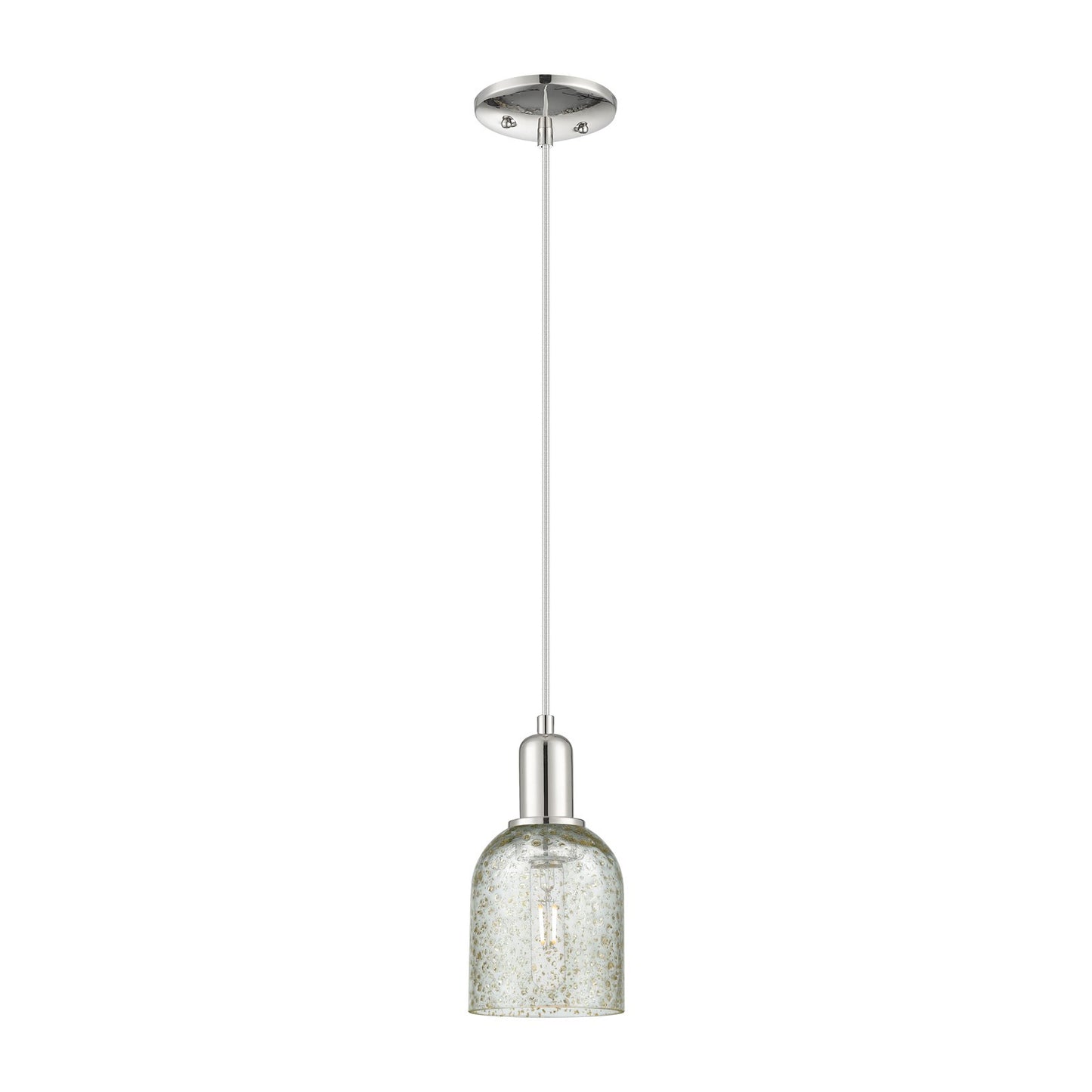 Innovations Caledonia 5in 1-Light Mini Pendant | Industrial Polished Nickel and Mica Glass | Kitchen Island & Dining Room | 5 x 5 x | Model 716-1P-PN-G259