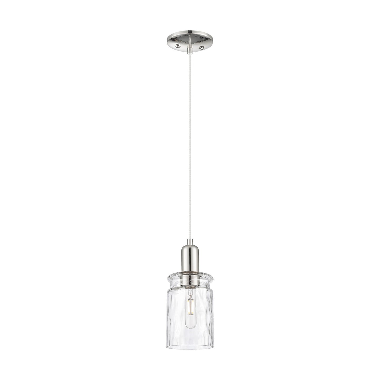 Innovations Candor 5in 1-Light Mini Pendant | Industrial Polished Nickel and Clear Waterglass Glass | Kitchen Island & Dining Room | Model 716-1P-PN-G352