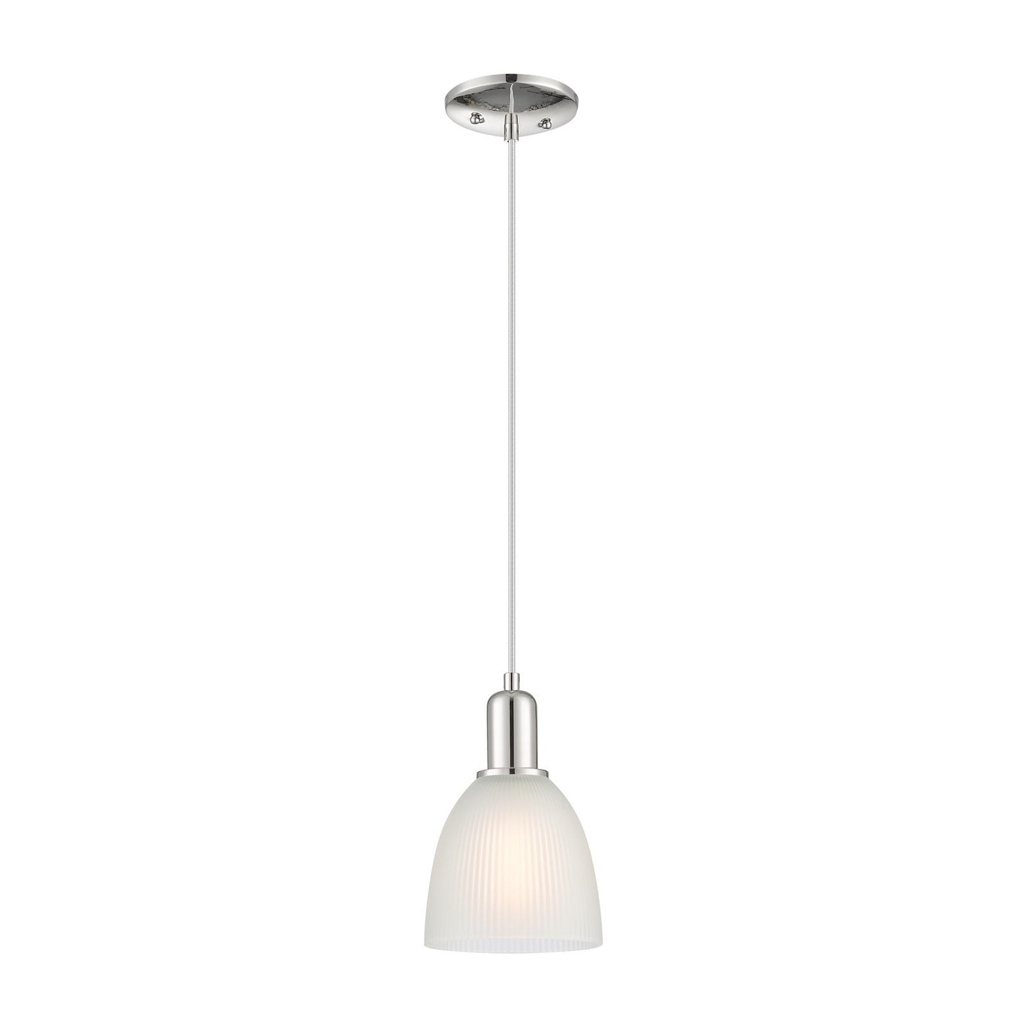 Innovations Castile 6in 1-Light Mini Pendant | Industrial Polished Nickel Steel and White Glass | Kitchen Island & Dining Room | Model 716-1P-PN-G381