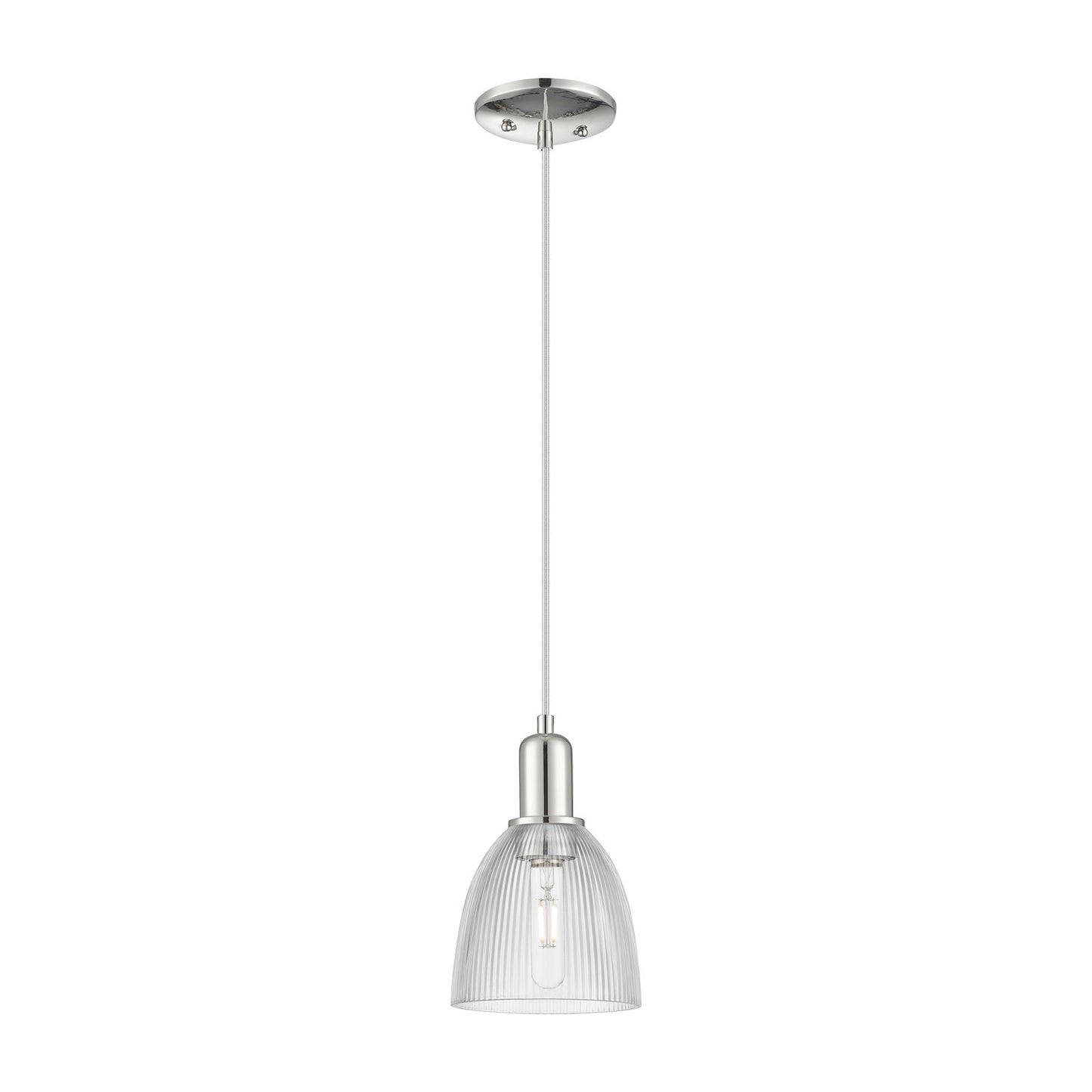 Innovations Castile 6in 1-Light Mini Pendant | Industrial Polished Nickel Steel and Clear Glass | Kitchen Island & Dining Room | 6 | Model 716-1P-PN-G382