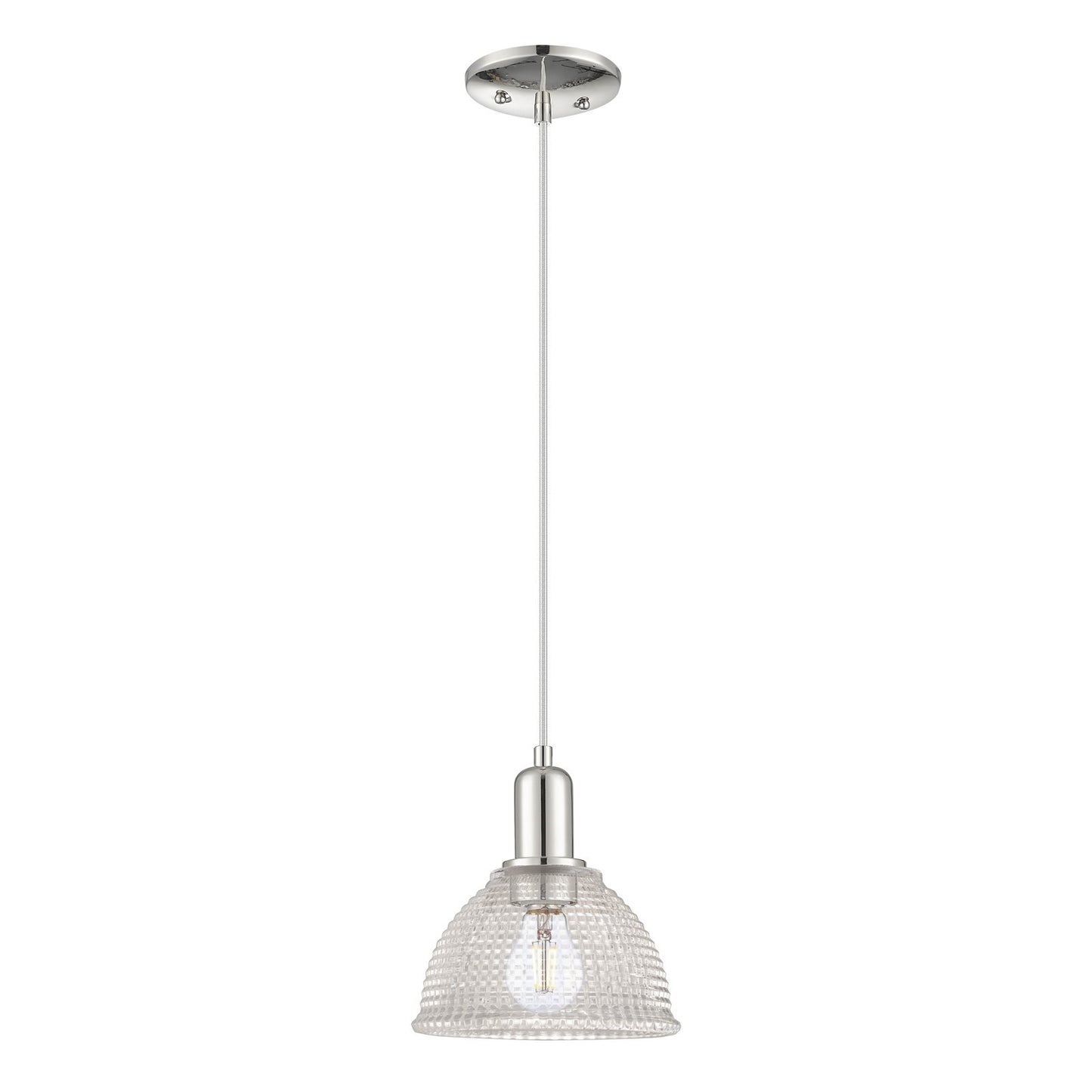 Innovations Arietta 8in 1-Light Mini Pendant | Industrial Polished Nickel Steel and Clear Glass | Kitchen Island & Dining Room | 8 | Model 716-1P-PN-G422