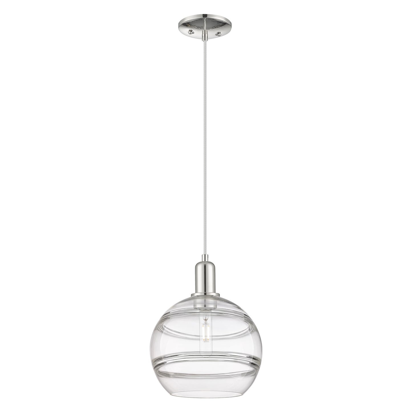 Innovations Rochester 10in 1-Light Mini Pendant | Industrial Polished Nickel Steel and Clear Glass | Kitchen Island & Dining | Model 716-1P-PN-G556-10CL