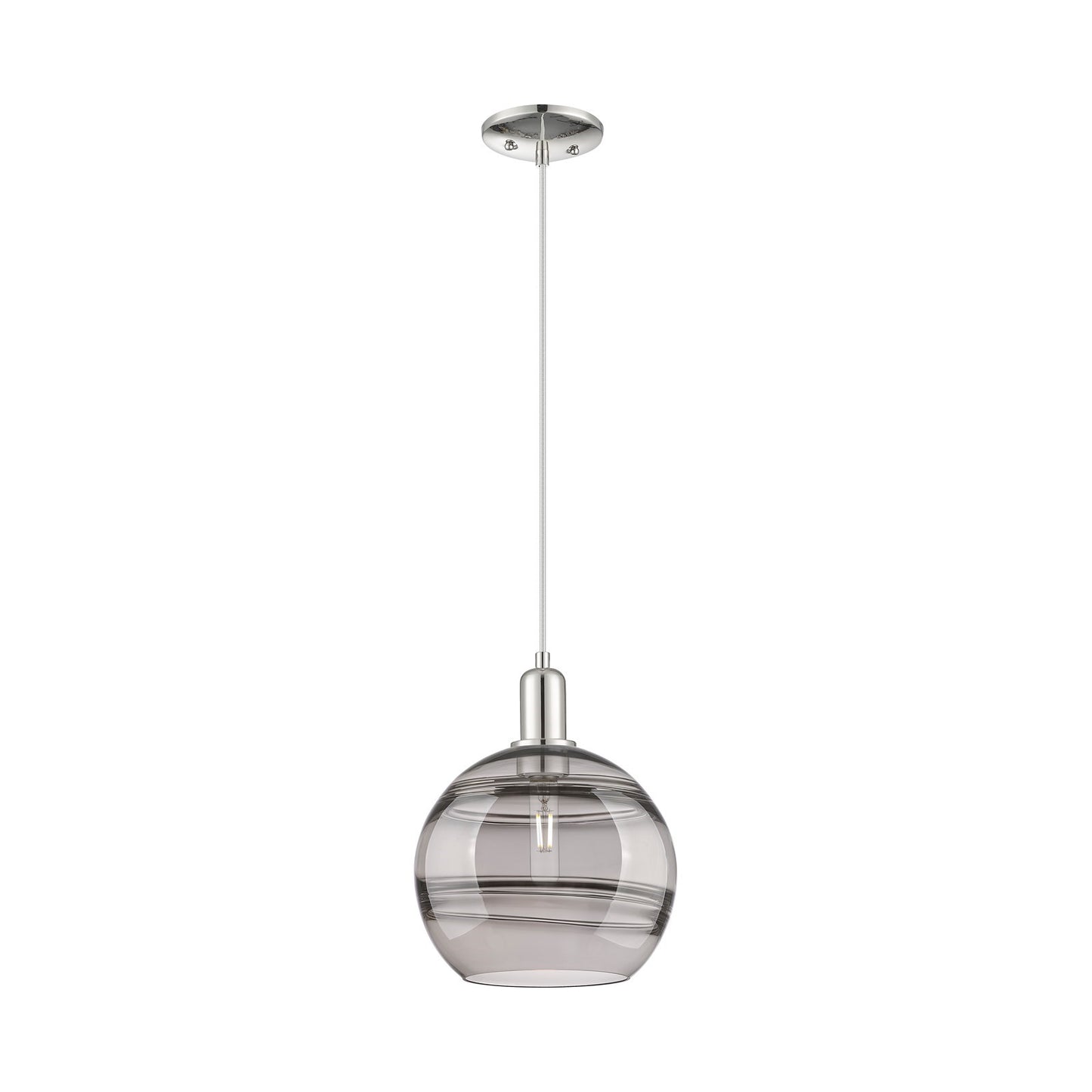 Innovations Rochester 10in 1-Light Mini Pendant | Industrial Polished Nickel and Light Smoke Glass | Kitchen Island & Dining | Model 716-1P-PN-G556-10SM
