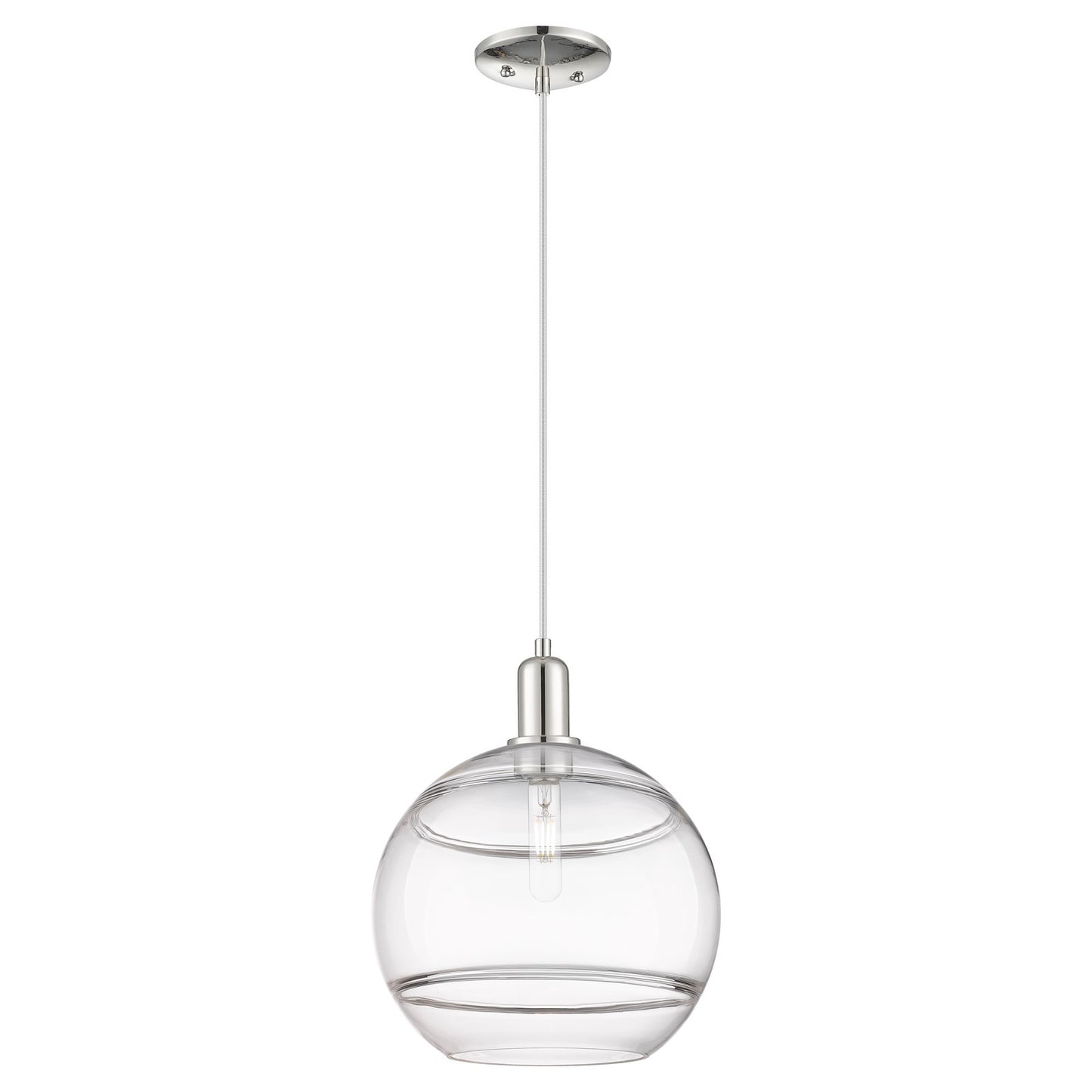 Innovations Rochester 12in 1-Light Mini Pendant | Industrial Polished Nickel Steel and Clear Glass | Kitchen Island & Dining | Model 716-1P-PN-G556-12CL
