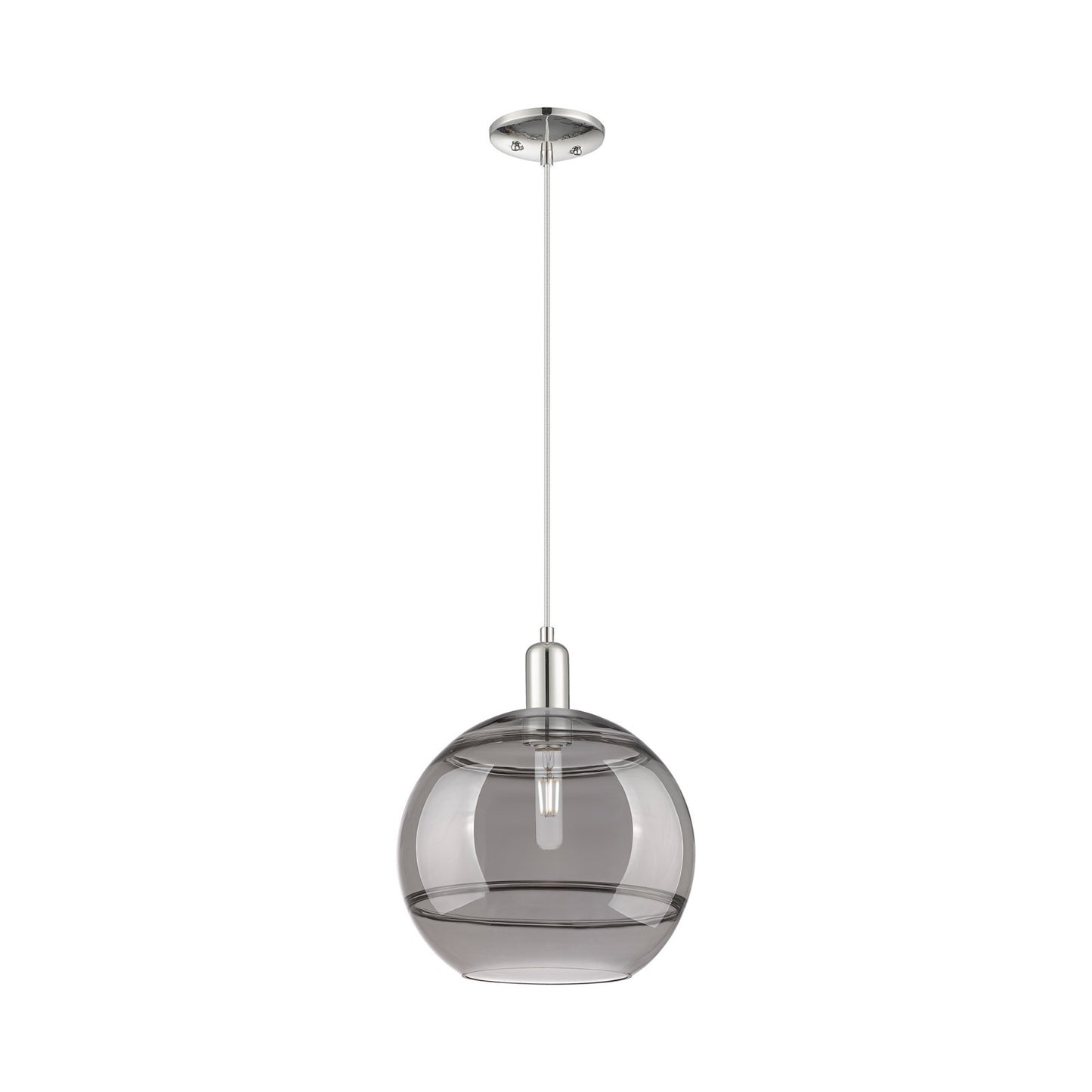 Innovations Rochester 12in 1-Light Mini Pendant | Industrial Polished Nickel and Light Smoke Glass | Kitchen Island & Dining | Model 716-1P-PN-G556-12SM
