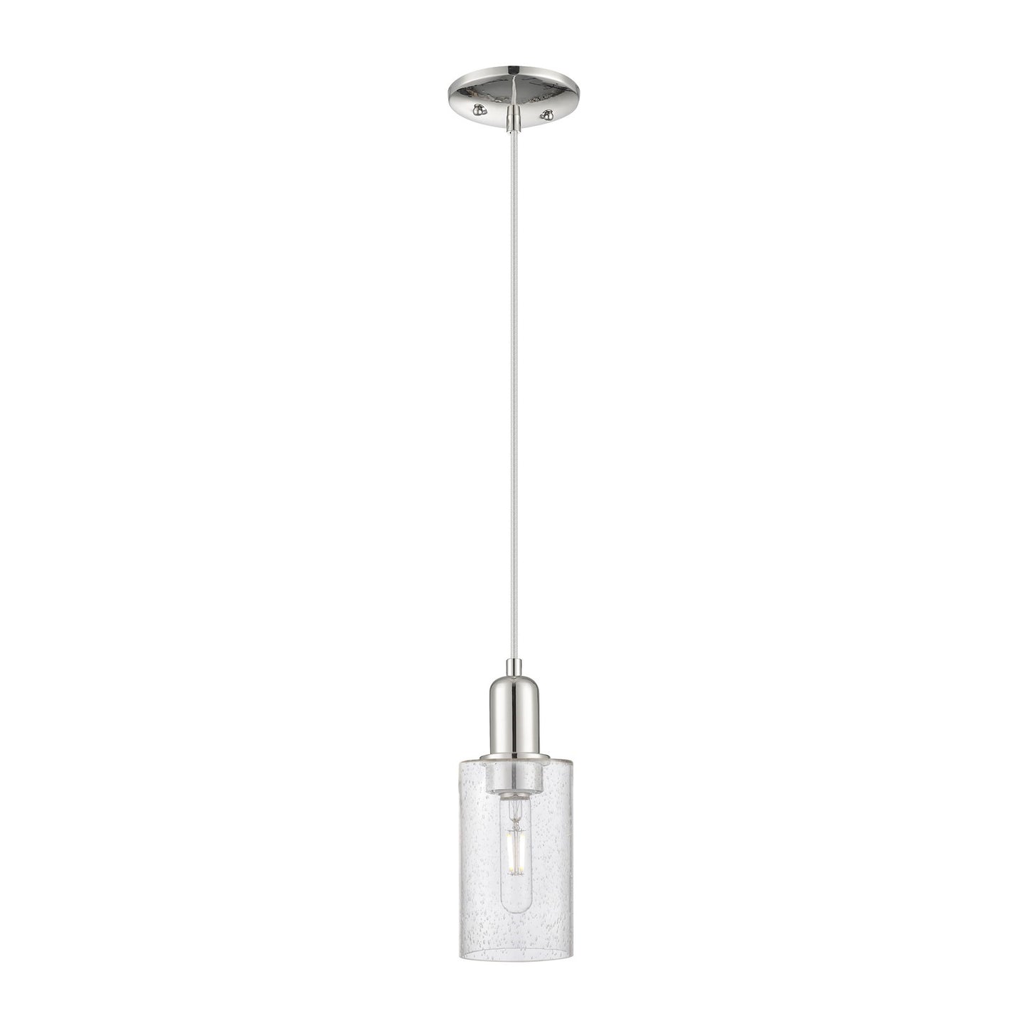 Innovations Clymer 4in 1-Light Mini Pendant | Industrial Polished Nickel Steel and Seedy Glass | Kitchen Island & Breakfast Bar | Model 716-1P-PN-G804