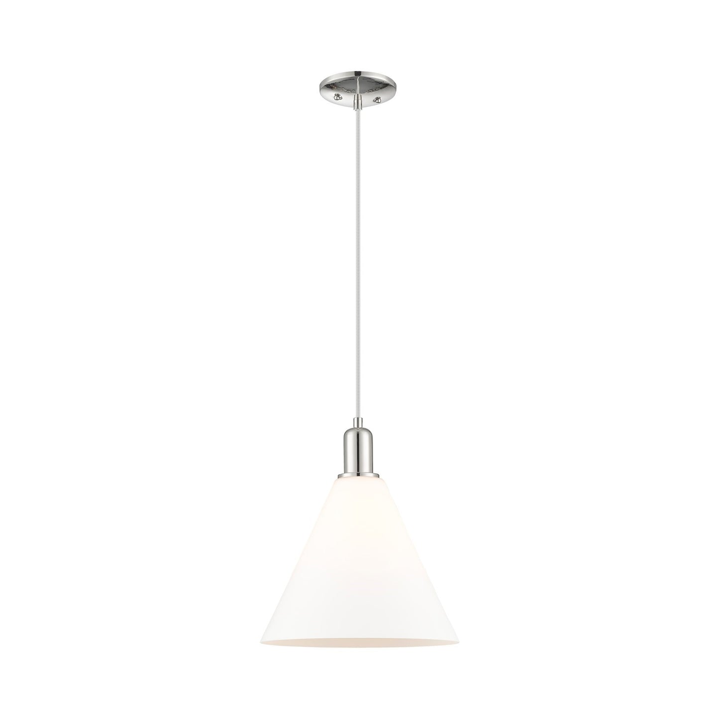 Innovations Berkshire Glass 12in 1-Light Mini Pendant | Industrial Polished Nickel and Matte White Glass | Kitchen Island & | Model 716-1P-PN-GBC-121