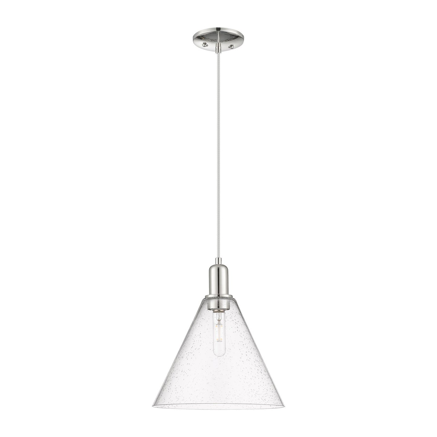 Innovations Berkshire Glass 12in 1-Light Mini Pendant | Industrial Polished Nickel and Seedy Glass | Kitchen Island & Dining | Model 716-1P-PN-GBC-124