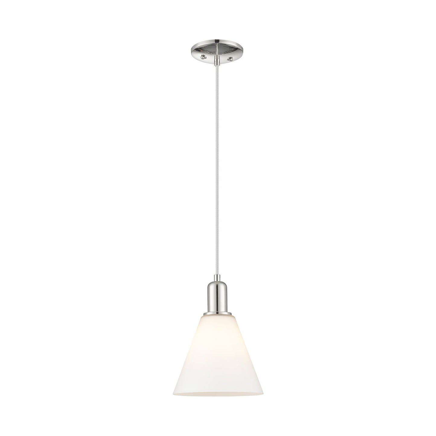 Innovations Berkshire Glass 8in 1-Light Mini Pendant | Industrial Polished Nickel and Matte White Glass | Kitchen Island & Dining | Model 716-1P-PN-GBC-81