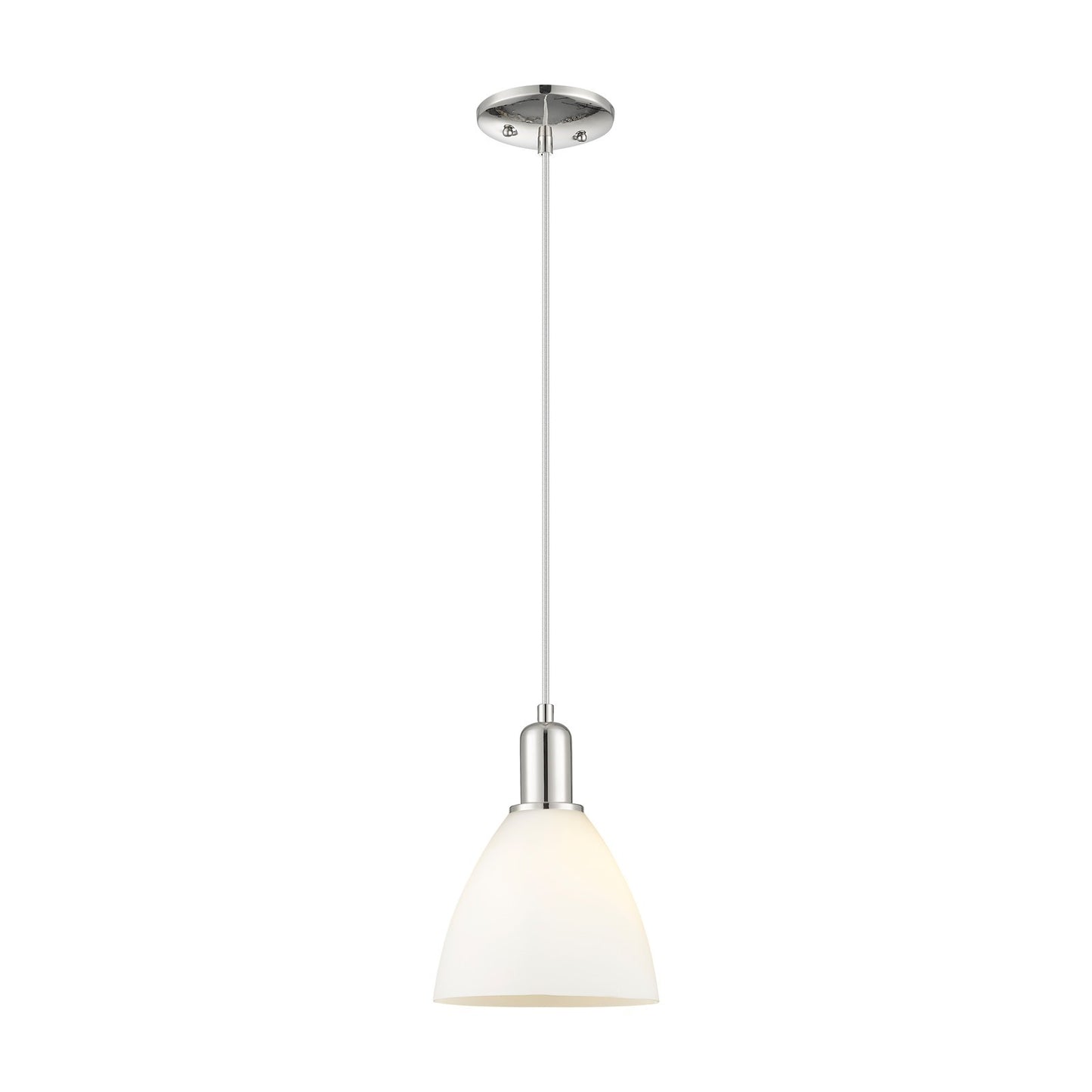 Innovations Bristol 8in 1-Light Mini Pendant | Industrial Polished Nickel and Matte White Glass | Kitchen Island & Dining Room | Model 716-1P-PN-GBD-751