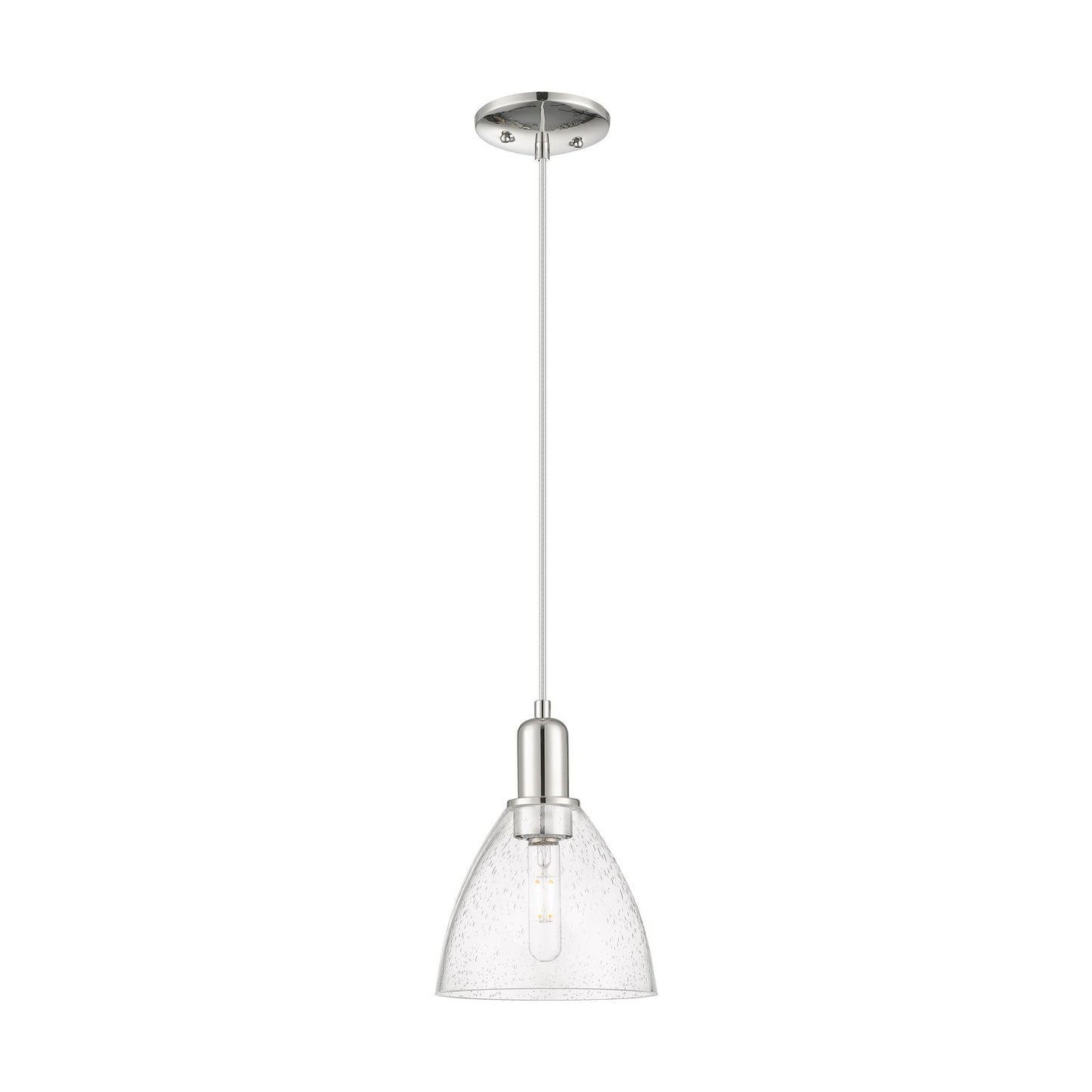 Innovations Bristol 8in 1-Light Mini Pendant | Industrial Polished Nickel Steel and Seedy Glass | Kitchen Island & Dining Room | Model 716-1P-PN-GBD-754
