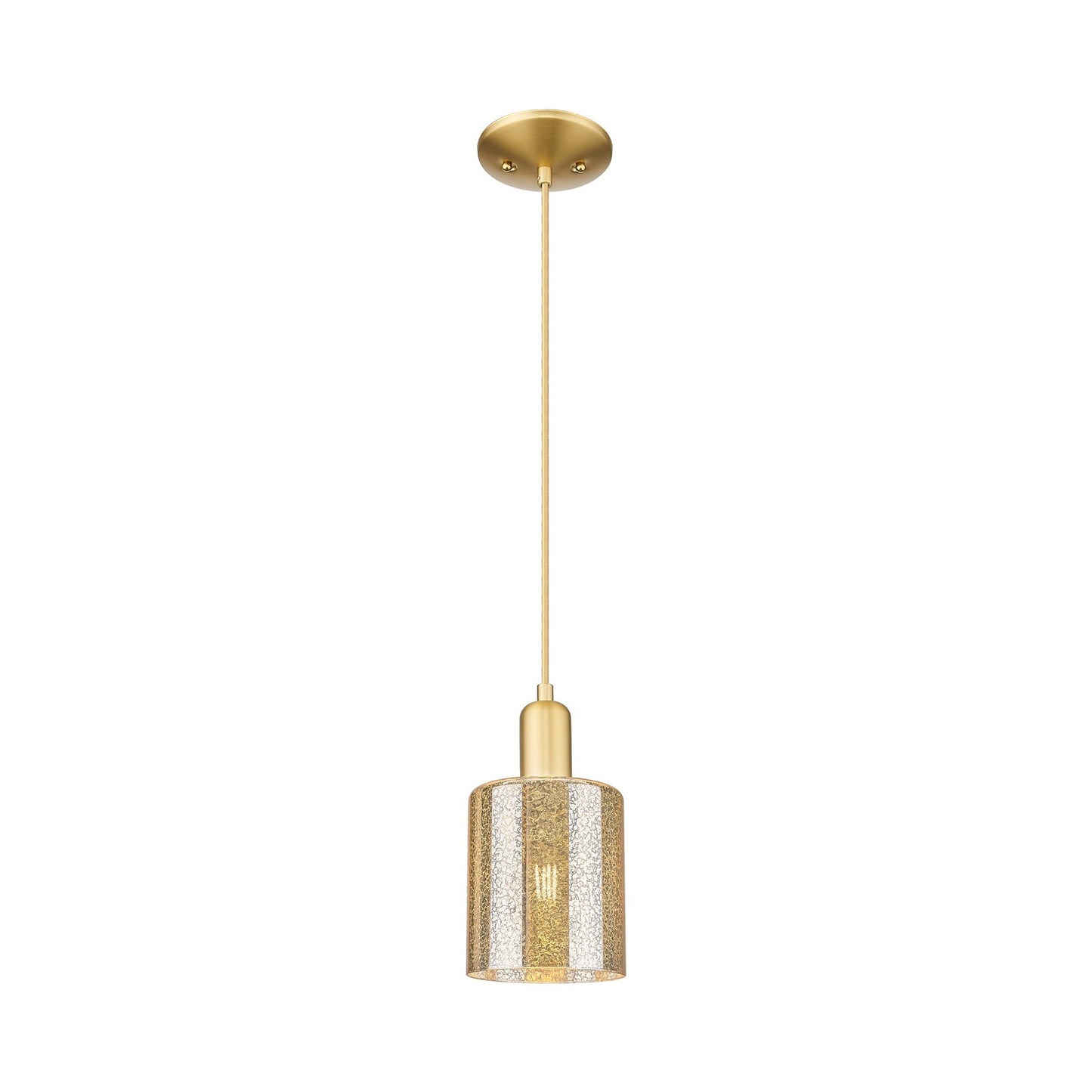 Innovations Cobbleskill 5in 1-Light Mini Pendant | Industrial Satin Gold Steel and Mercury Glass | Kitchen Island & Dining Room | 5 | Model 716-1P-SG-G116