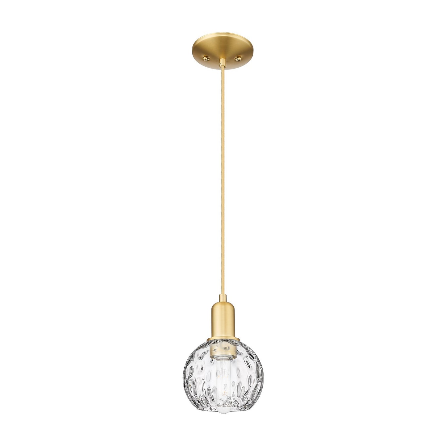 Innovations Athens Water Glass 6in 1-Light Mini Pendant | Industrial Satin Gold Steel and Clear Glass | Kitchen Island & Dining | Model 716-1P-SG-G1215-6