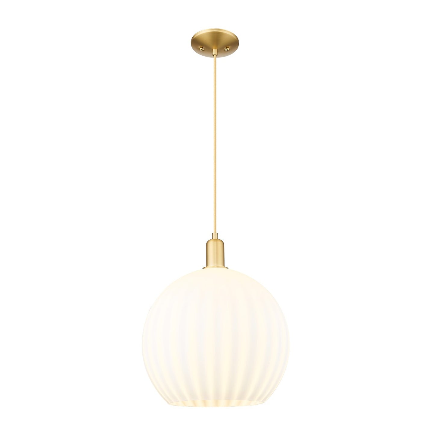 Innovations Lighting Arcadia 14in 1-Light Mini Pendant | Industrial Satin Gold Steel and White Venetian Glass | Kitchen | Model 716-1P-SG-G1217-14WV