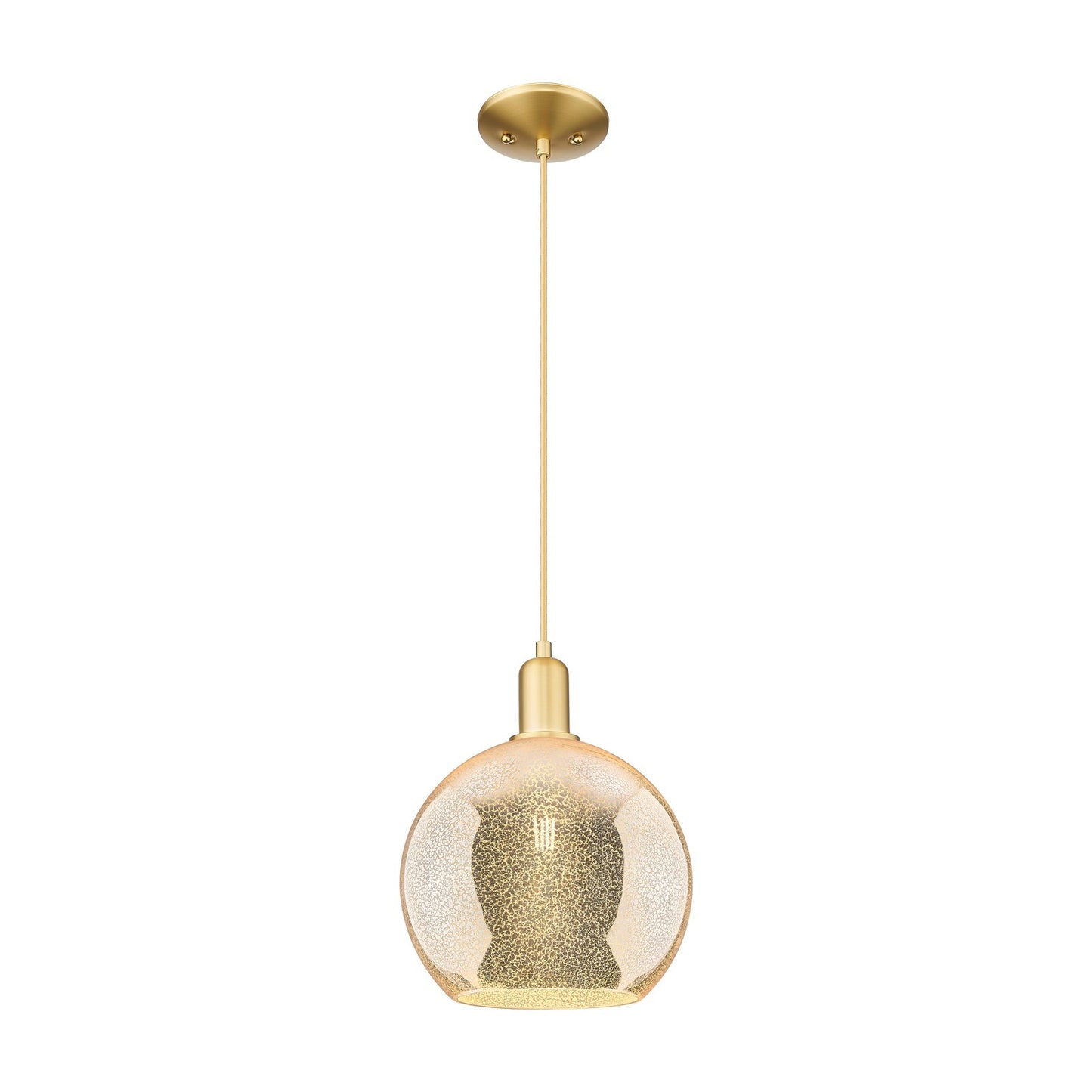 Innovations Athens 10in 1-Light Mini Pendant | Industrial Satin Gold Steel and Mercury Glass | Kitchen Island & Dining Room | 10 | Model 716-1P-SG-G128-10