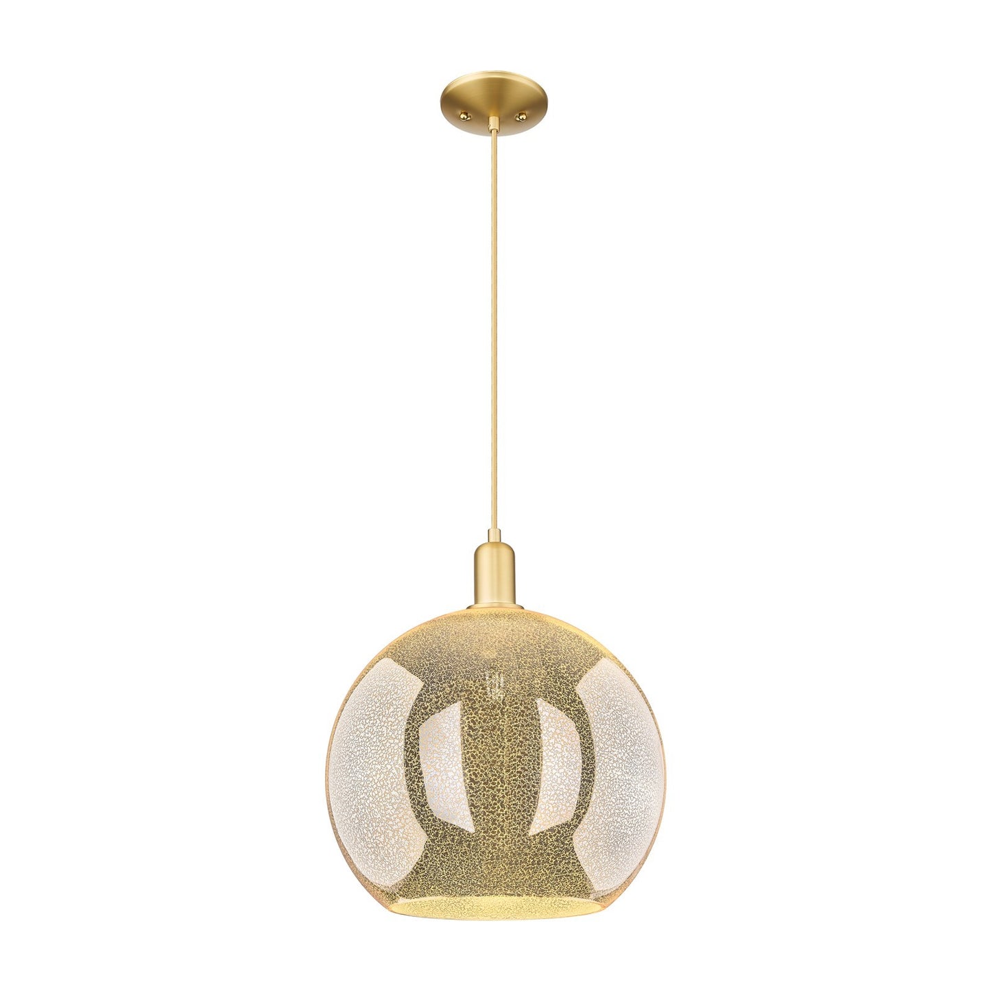 Innovations Athens 14in 1-Light Mini Pendant | Industrial Satin Gold Steel and Mercury Glass | Kitchen Island & Dining Room | Model 716-1P-SG-G128-14