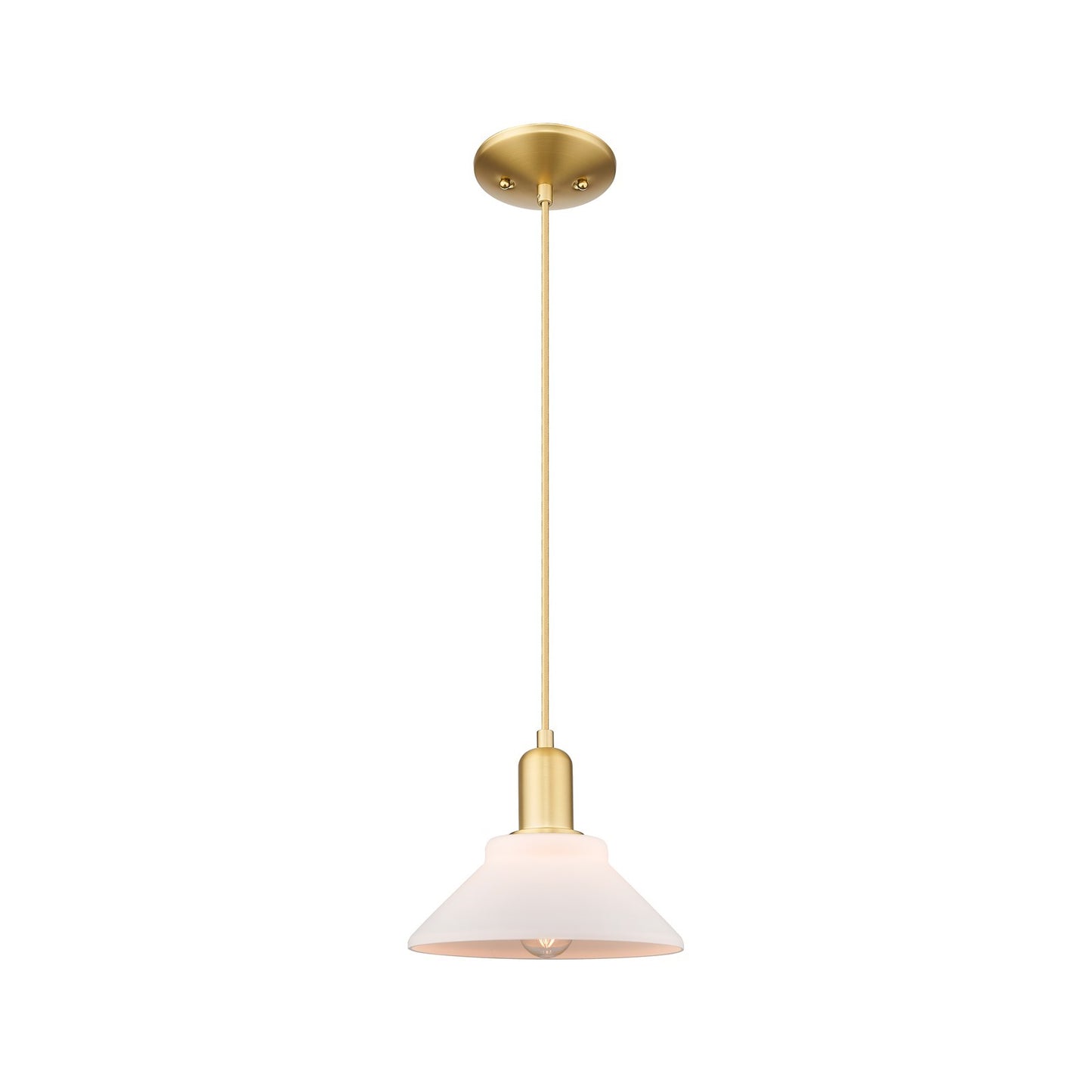 Innovations Orwell 8in 1-Light Mini Pendant | Industrial Satin Gold Steel and Matte White Glass | Kitchen Island & Dining Room | Model 716-1P-SG-G131