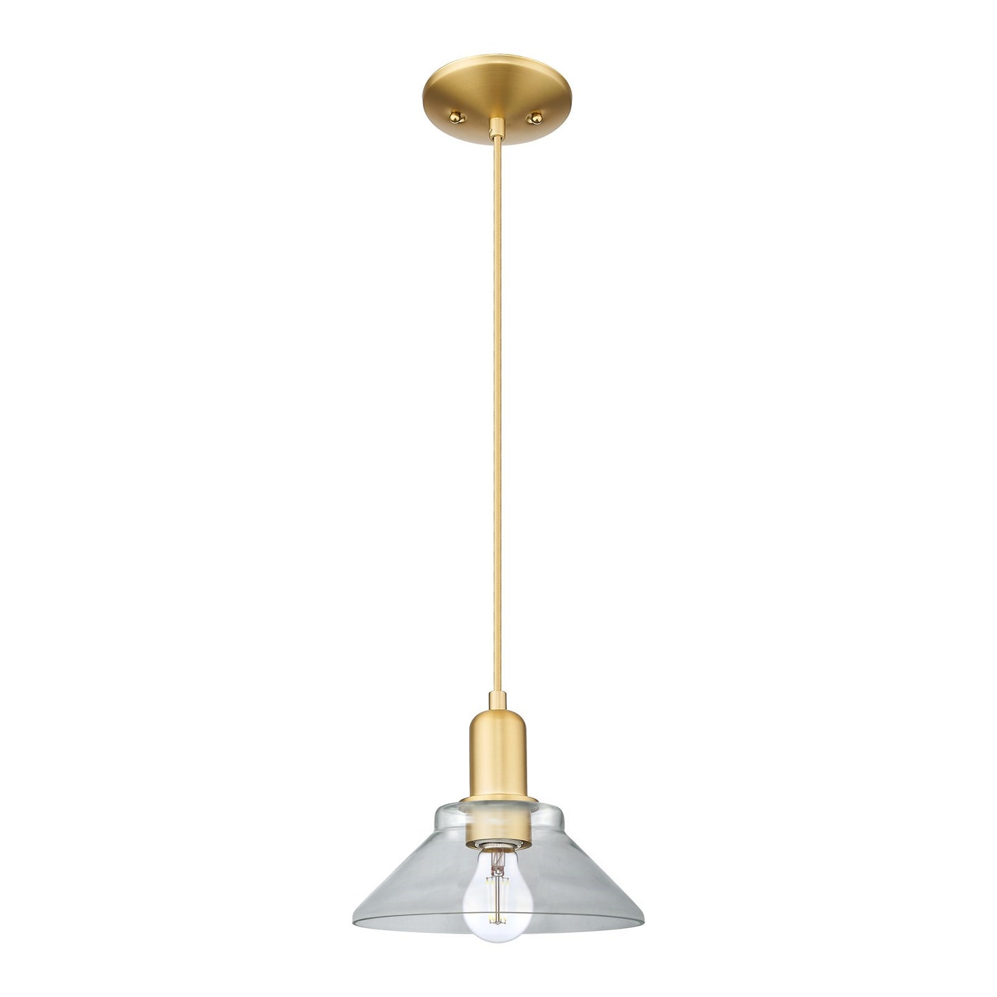 Innovations Orwell 8in 1-Light Mini Pendant | Industrial Satin Gold Steel and Clear Glass | Kitchen Island & Dining Room | 8.38 x | Model 716-1P-SG-G132