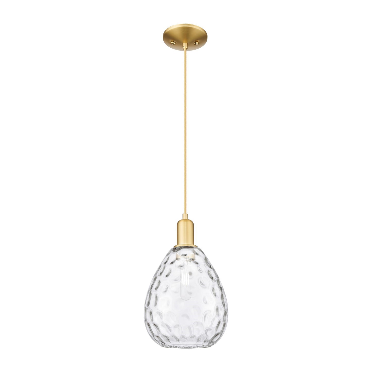 Innovations Waverly 8in 1-Light Mini Pendant | Industrial Satin Gold Steel and Clear Glass | Kitchen Island & Dining Room | 8 x 8 x | Model 716-1P-SG-G372