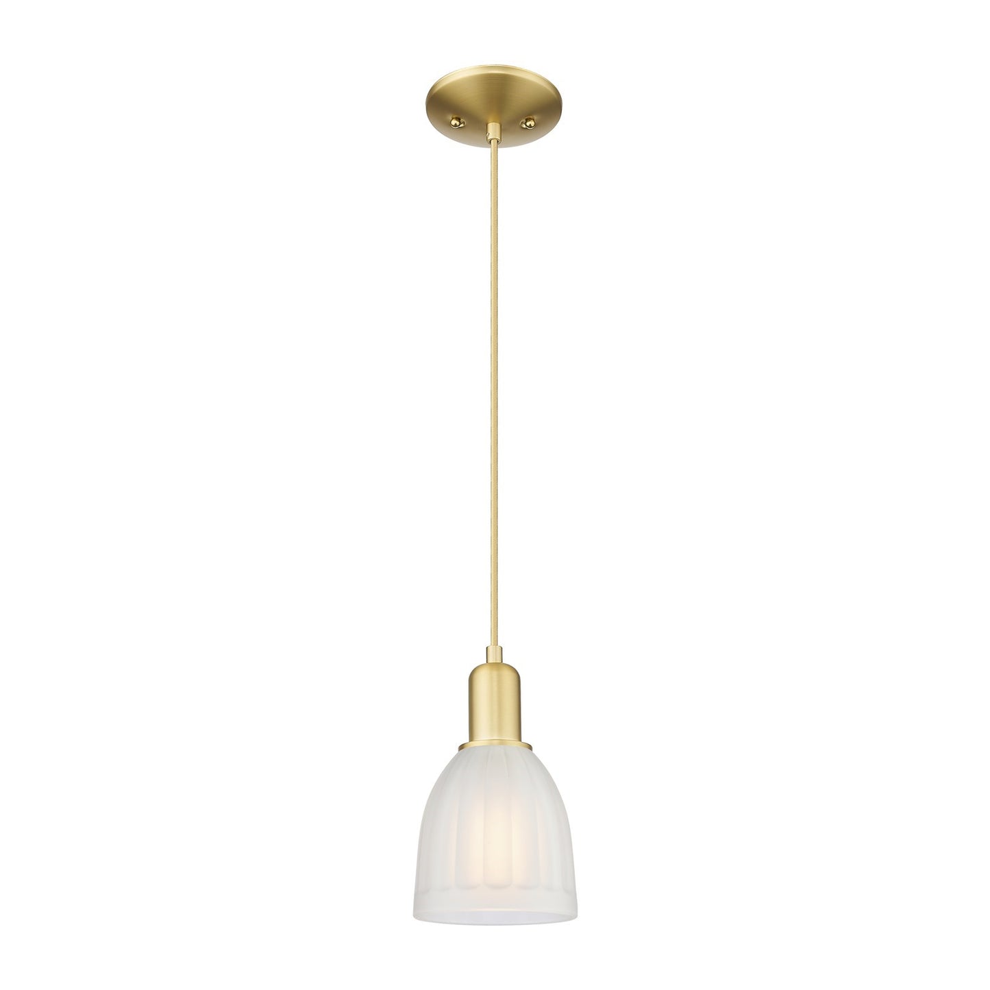 Innovations Brookfield 6in 1-Light Mini Pendant | Industrial Satin Gold Steel and White Frosted Glass | Kitchen Island | 5.75 x | Model 716-1P-SG-G441