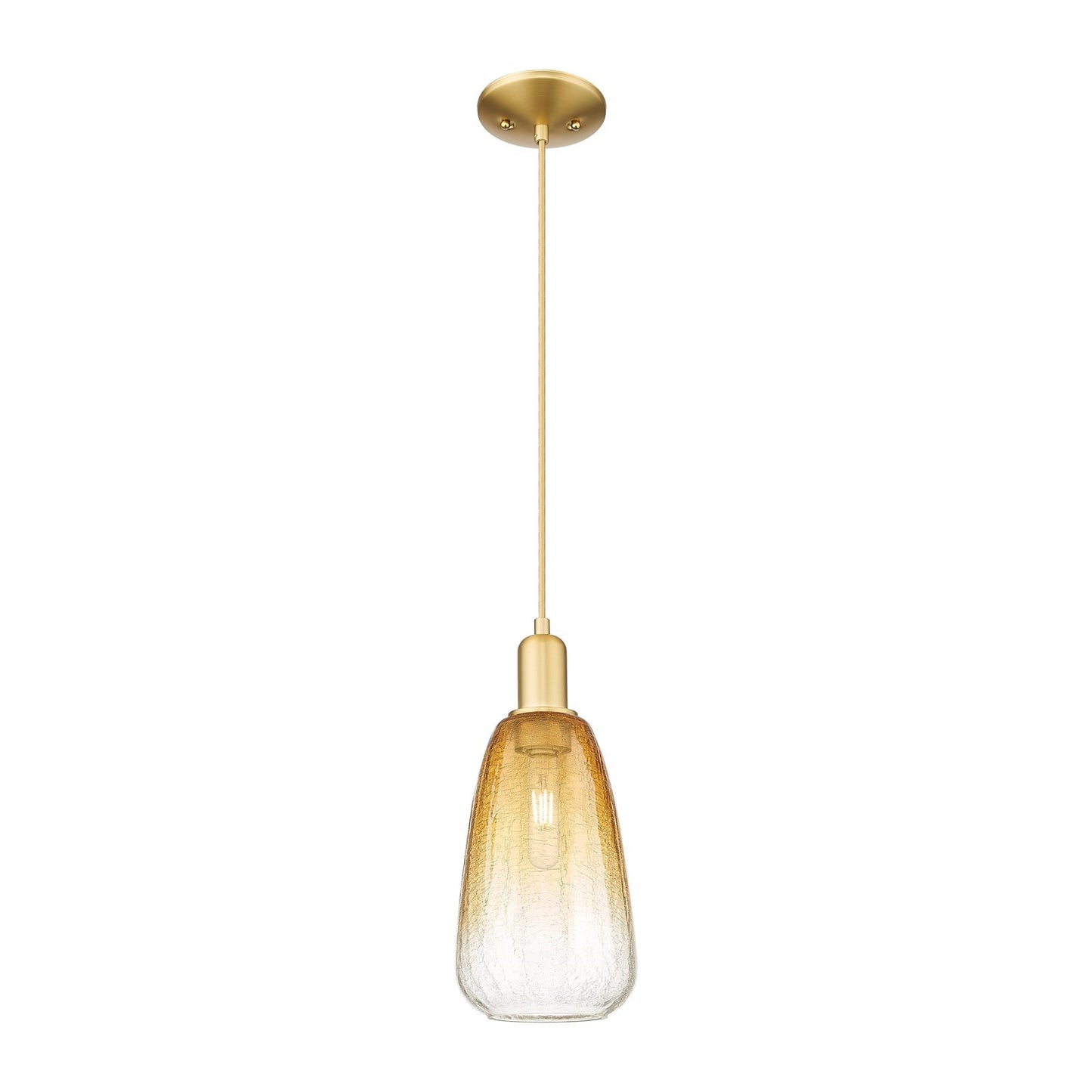 Innovations Brookhaven Almond 6in 1-Light Mini Pendant | Industrial Satin Gold Steel and Amber Glass | Kitchen Island & | Model 716-1P-SG-G480-6AM