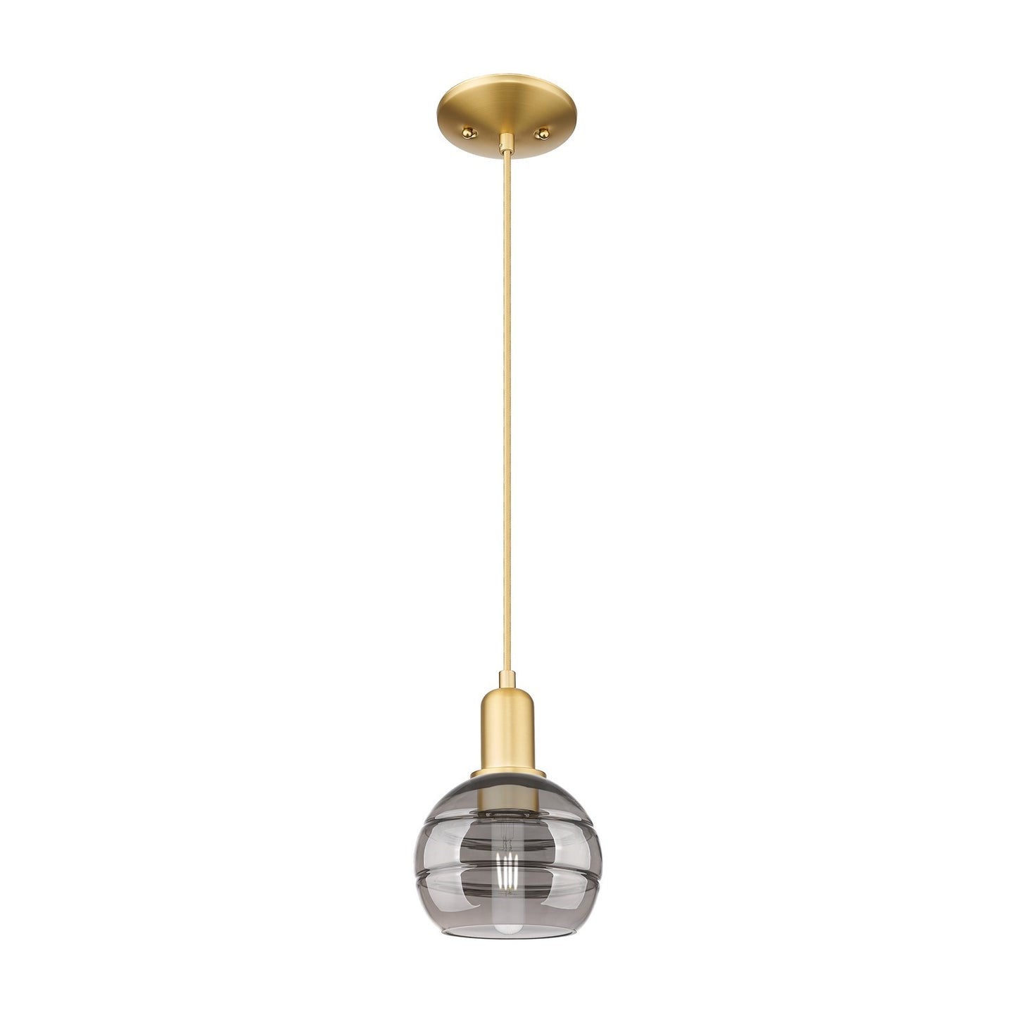 Innovations Rochester 6in 1-Light Mini Pendant | Industrial Satin Gold Steel and Light Smoke Glass | Kitchen Island & Dining | Model 716-1P-SG-G556-6SM