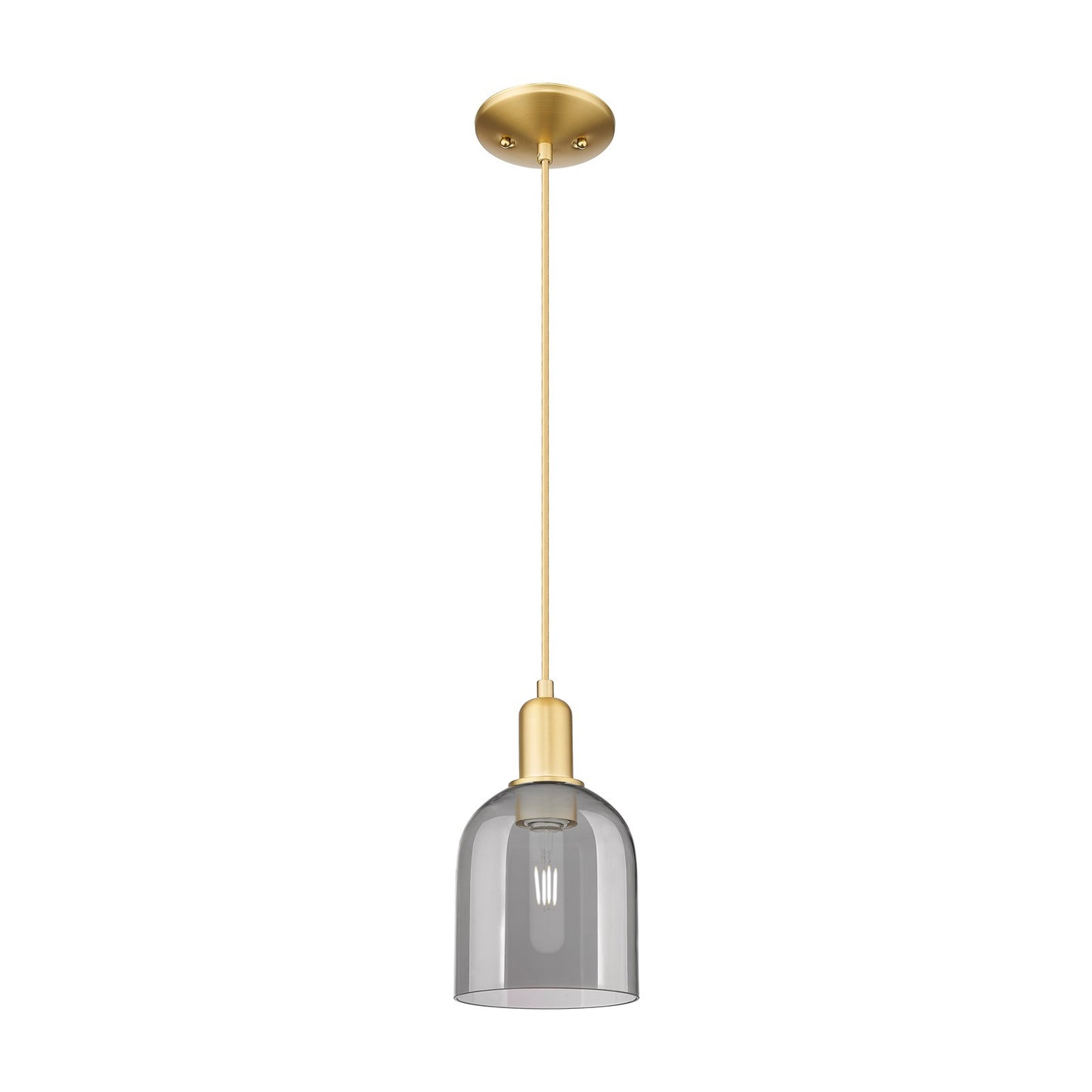 Innovations Bella 6in 1-Light Mini Pendant | Industrial Satin Gold Steel and Light Smoke Glass | Kitchen Island & Dining Room | Model 716-1P-SG-G558-6SM
