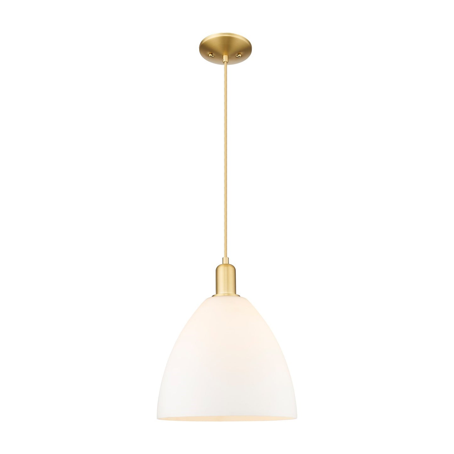 Innovations Bristol 12in 1-Light Mini Pendant | Industrial Satin Gold and Matte White Glass | Kitchen Island & Dining Room | 12 | Model 716-1P-SG-GBD-121