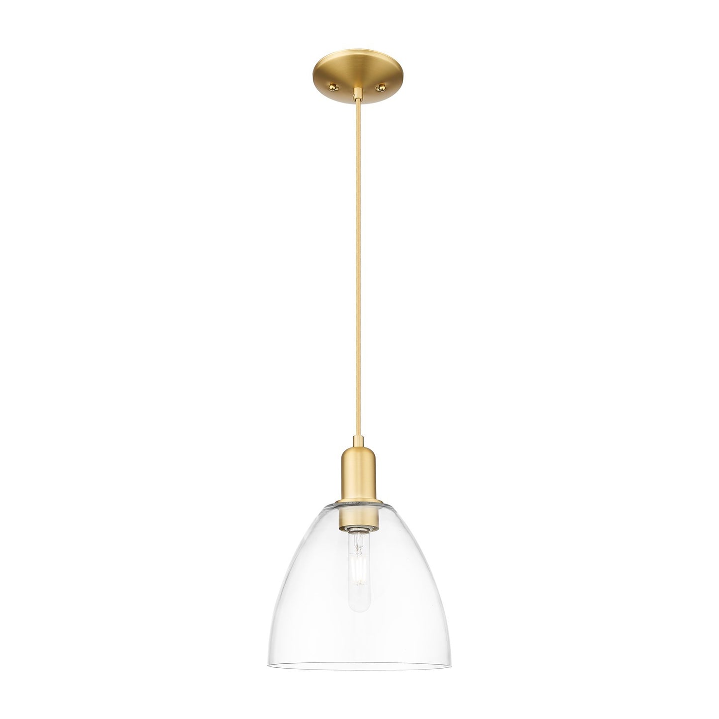 Innovations Bristol 9in 1-Light Mini Pendant | Industrial Satin Gold Steel and Clear Glass | Kitchen Island & Dining Room | 9 x 9 | Model 716-1P-SG-GBD-92