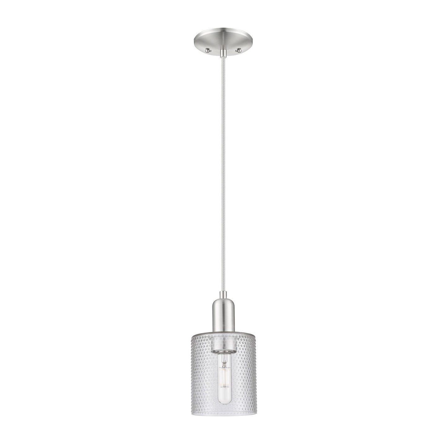 Innovations Cobbleskill 5in 1-Light Mini Pendant | Industrial Brushed Satin Nickel Steel and Clear Glass | Kitchen Island & Dining | Model 716-1P-SN-G112